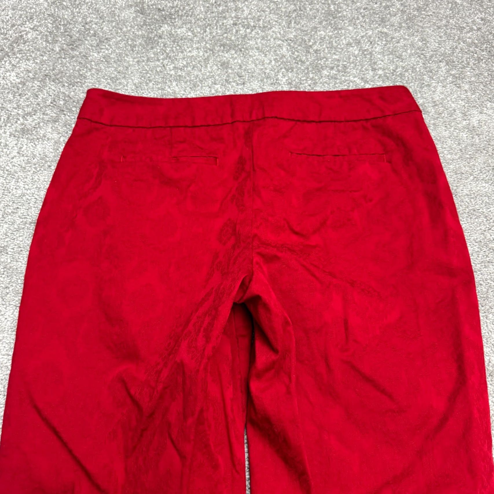 Talbots Talbots Pants Womens 10 Red Floral Jacquard Cotton Straight Ankle 34x28 Vintage No Rise High 28 Inseam Size 32" / US 10 / IT 46 - 5 Thumbnail