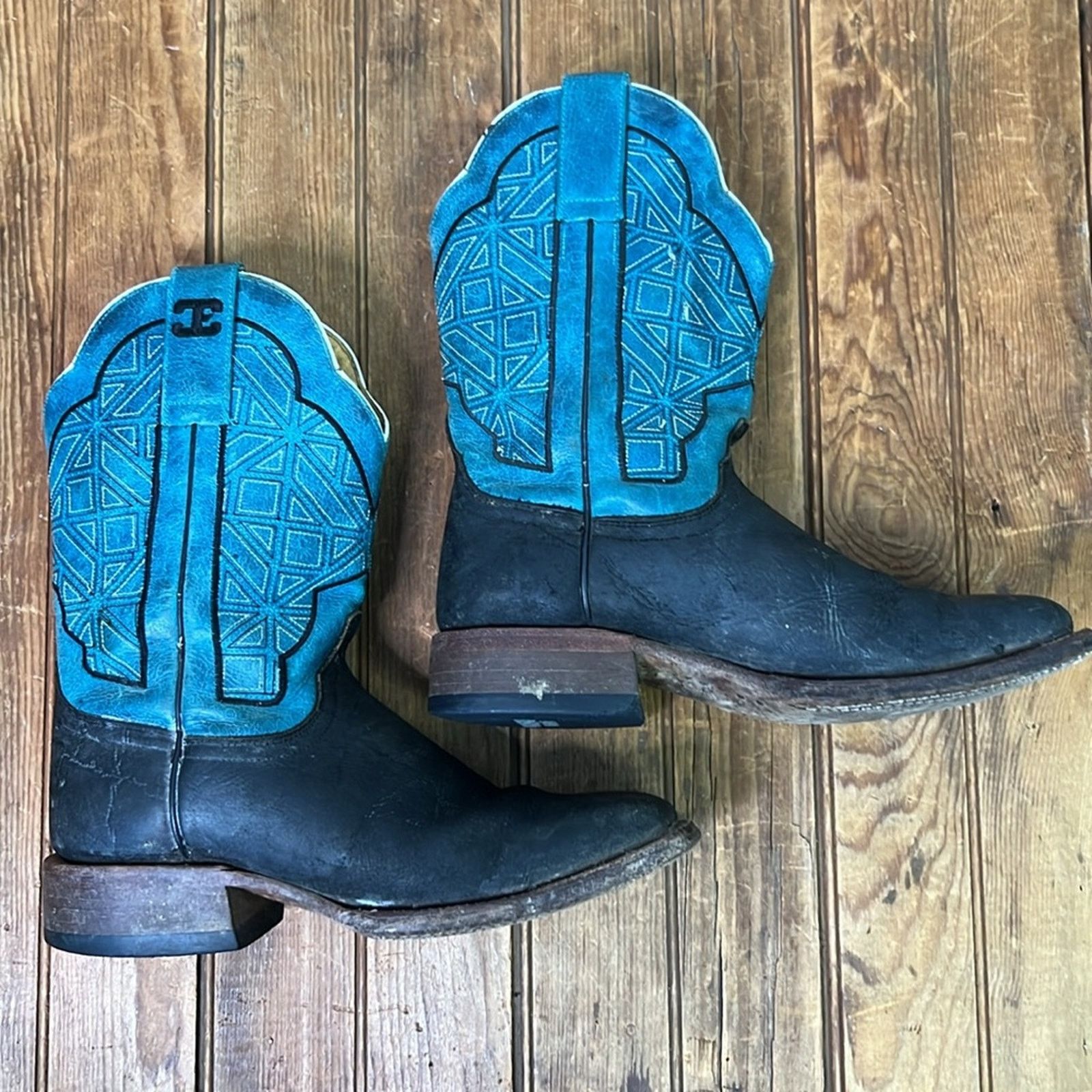 CINCH Mens Cinch Edge great handmade cowboy boots teal black Size US 6.5 / EU 39-40 - 1 Thumbnail