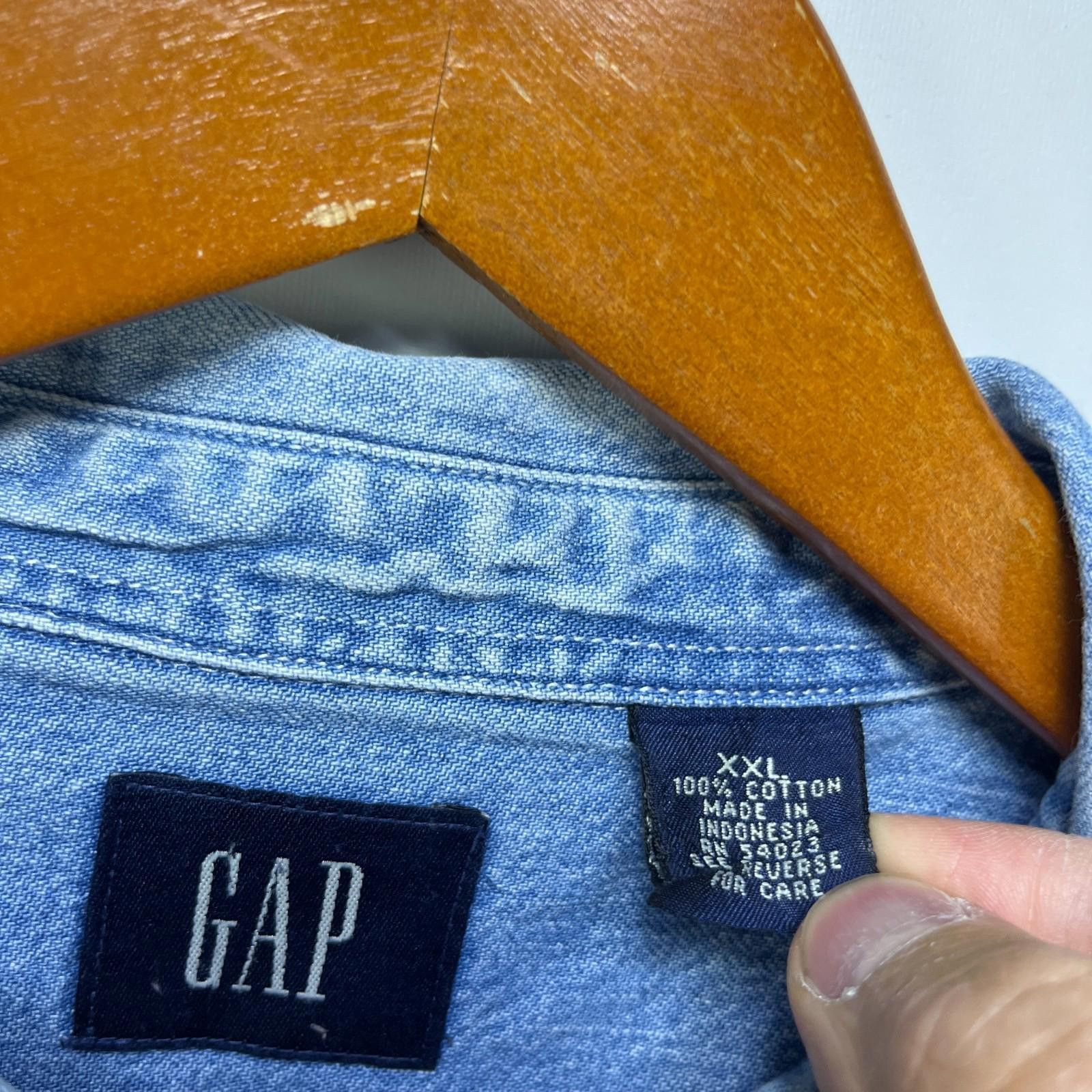 Gap Vintage 90s Gap Button Up Denim Long Sleeve Shirt 2XL Size US XXL / EU 58 / 5 - 5 Thumbnail