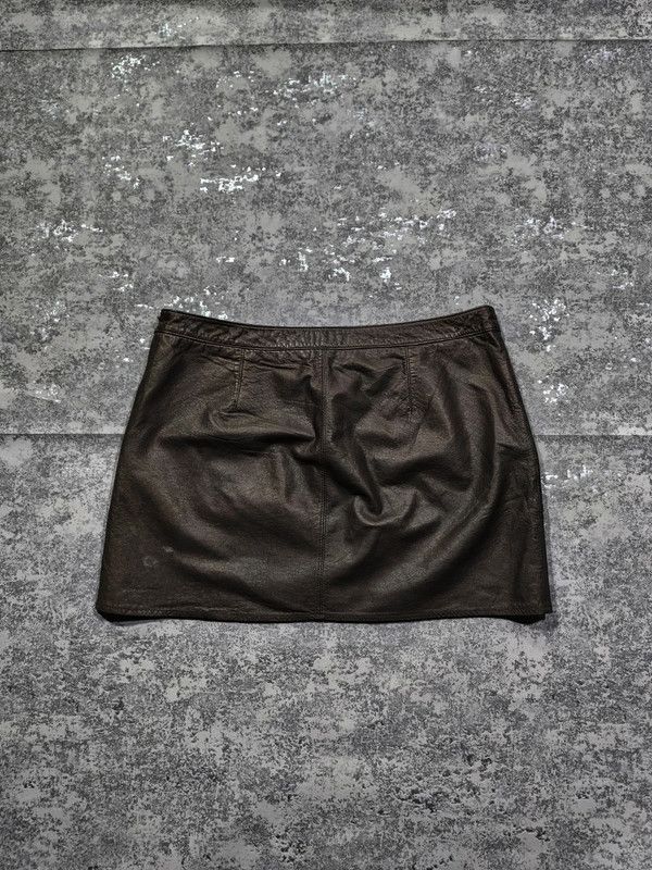 Hysteric Glamour × Leather × Vintage Zara Real Leather Dark Brown 90s Minimalism style Mini Skirt Size 30" / US 8 / IT 44 - 5 Thumbnail