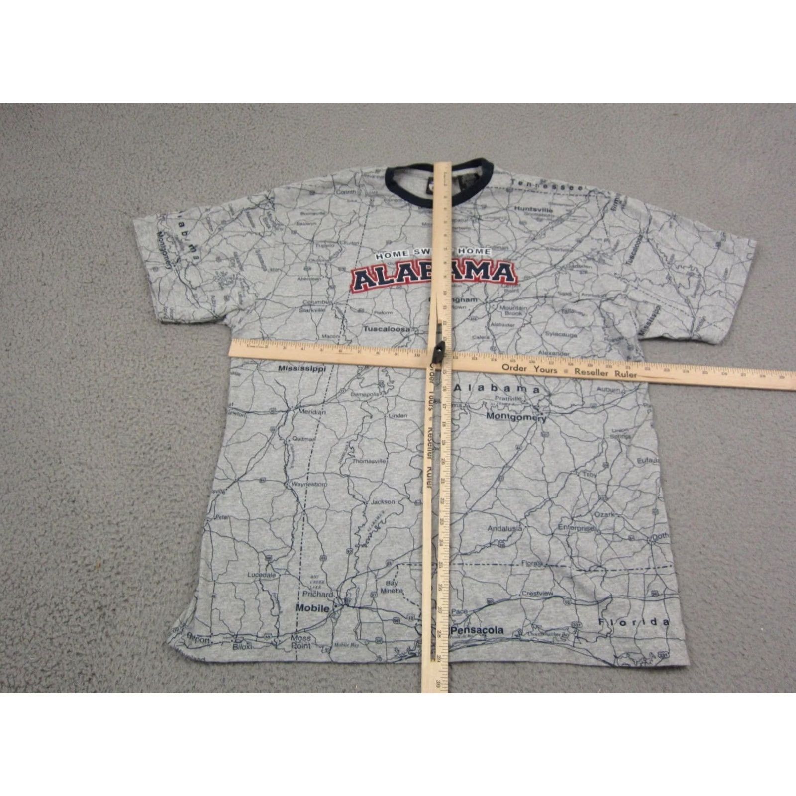 Vintage VINTAGE State of Mine Alabama Shirt Men Gray Large Map All Over Print 90s Size US L / EU 52-54 / 3 - 6 Thumbnail