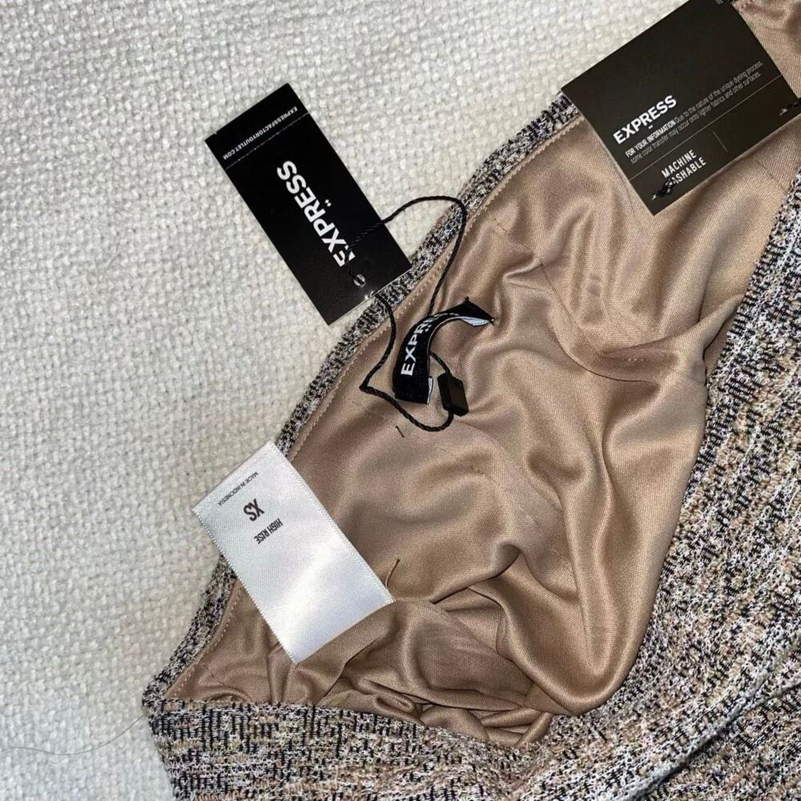 Express Express Tweed Neutral High Rise Skirt | Sz XS, NWT Size 25" / US 0 / IT 36 - 6 Thumbnail
