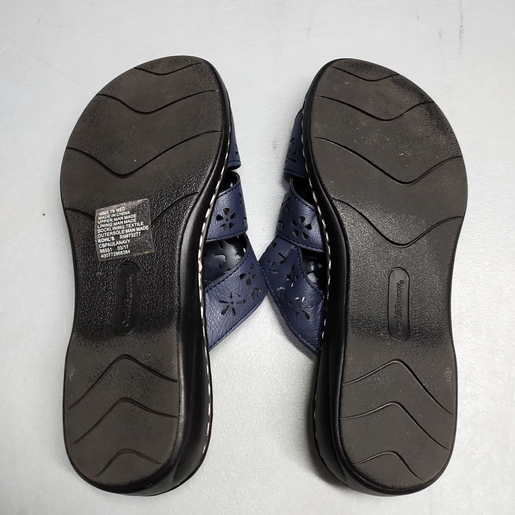 Croft & Barrow Croft & Barrow Slide Sandals Womens US 7.5M Blue Cutout Detail Comfort Slip On Size US 8 / IT 38 - 7 Thumbnail