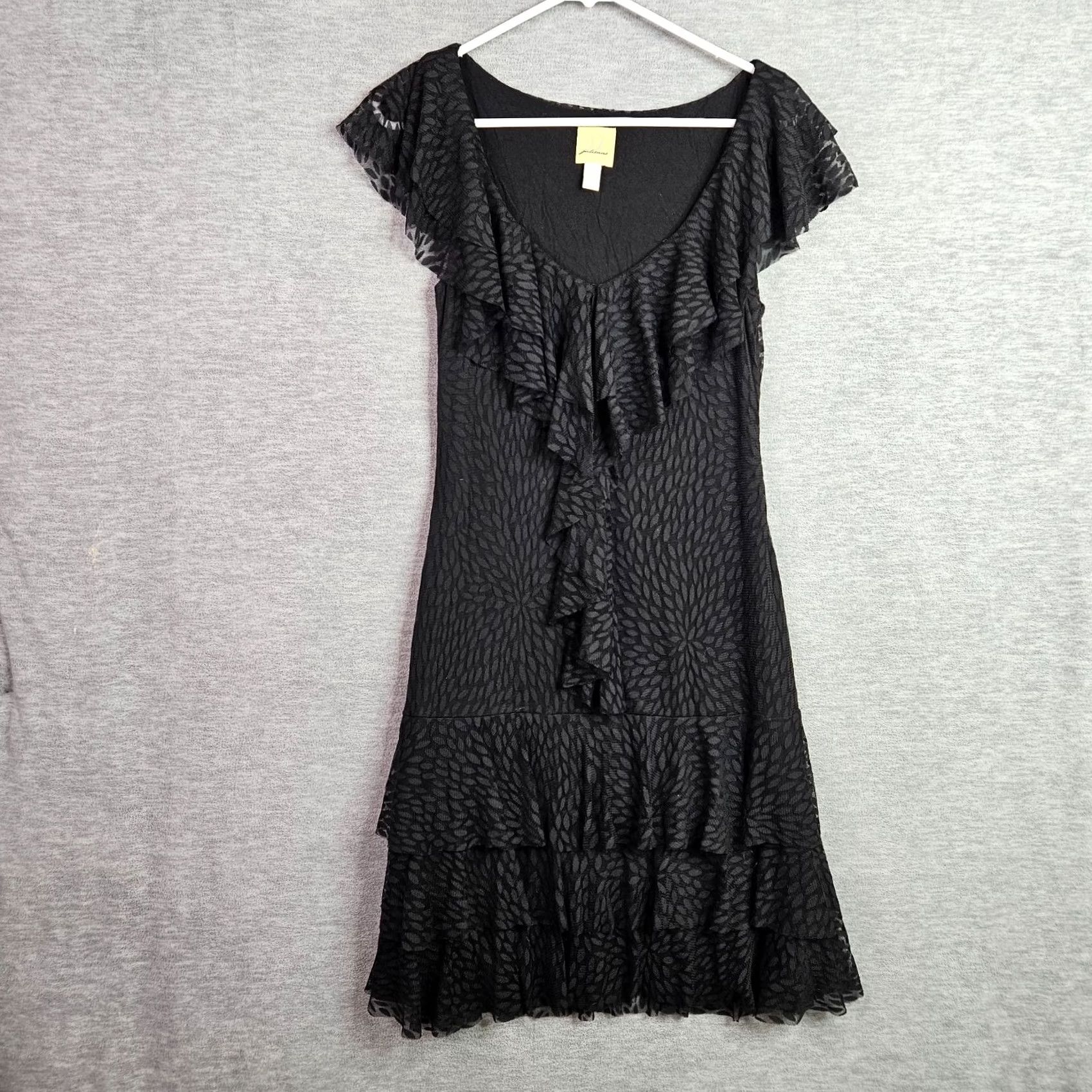 Layer 8 Julienne W USA Made Women's Y2K Black Boho Ruffle Tiered Layer Dress S Size S / US 4 / IT 40 - 2 Thumbnail
