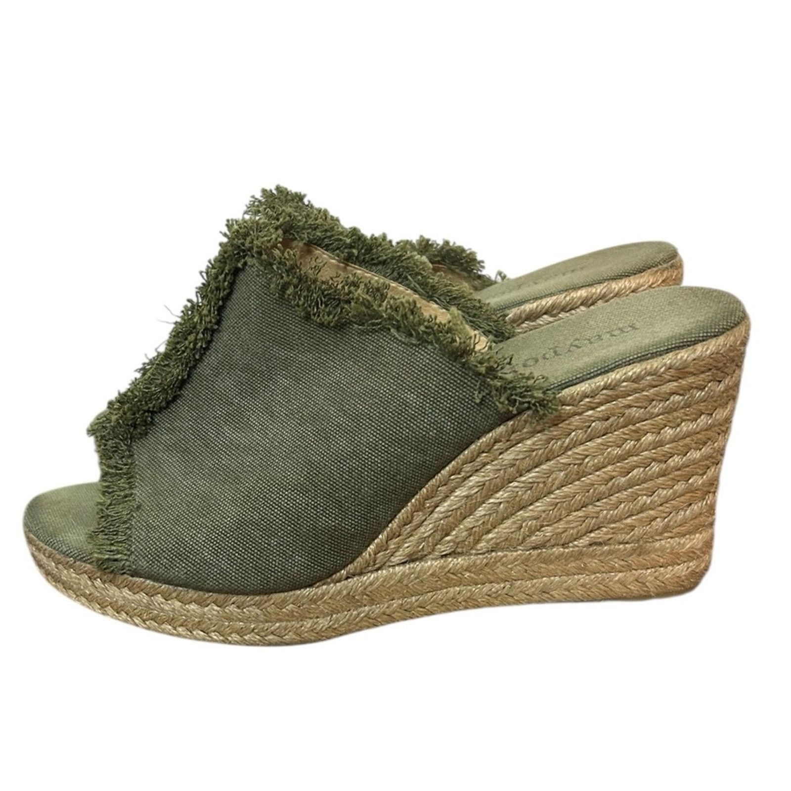 Other Maypol Olive Green Fringe Espadrille Wedge Sandals Size US 8.5 / IT 38.5 - 5 Thumbnail