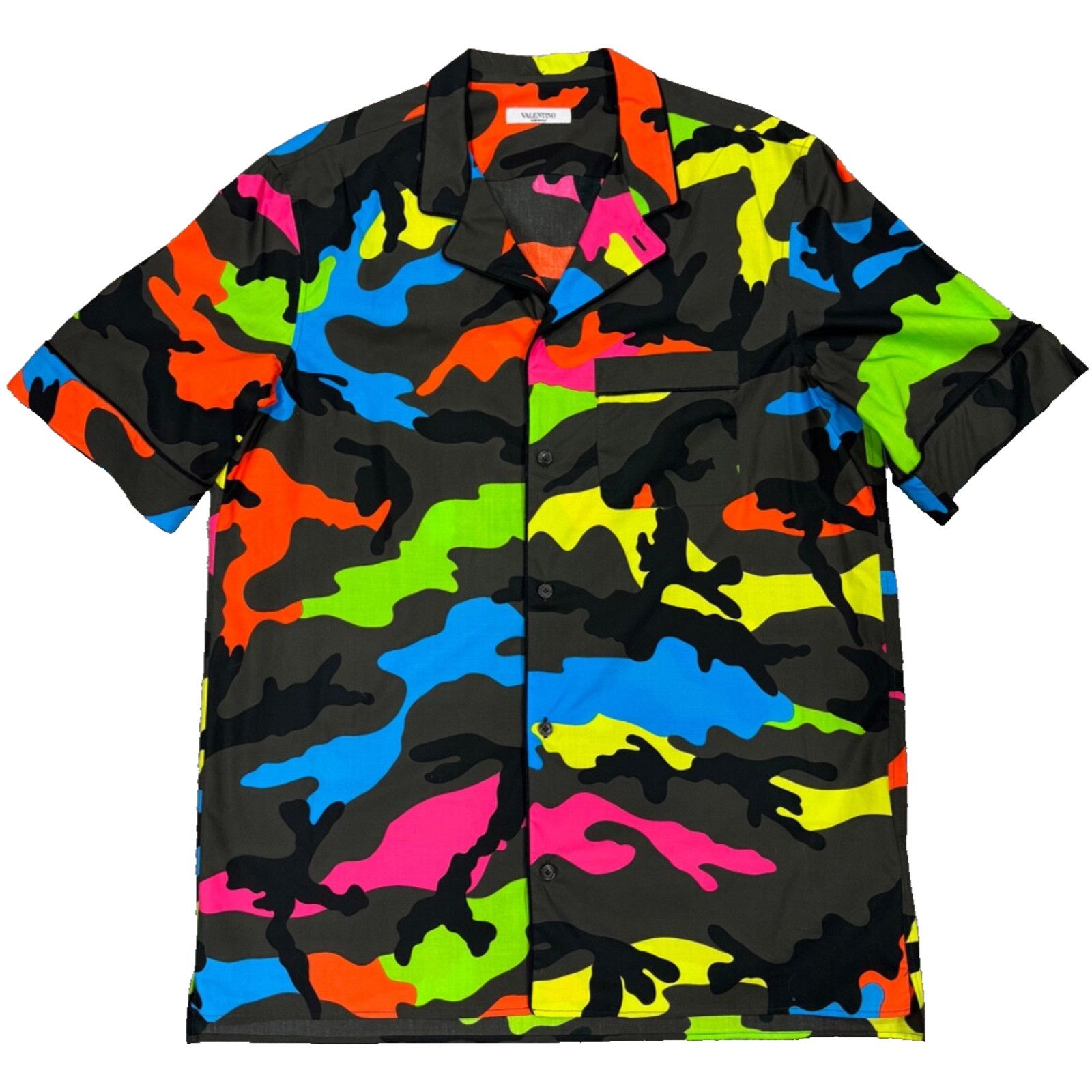 Valentino Valentino Camouflage Neon Cotton Short Sleeve Button Up Size US M / EU 48-50 / 2 - 1 Thumbnail