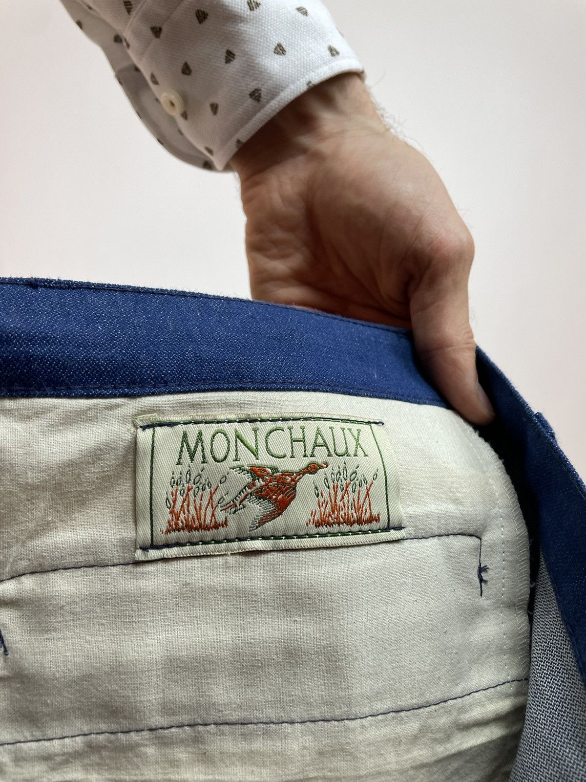 Japanese Brand MONCHAUX vintage Pleated Denim Trousers Slim fit Mens Size US 31 - 17 Thumbnail