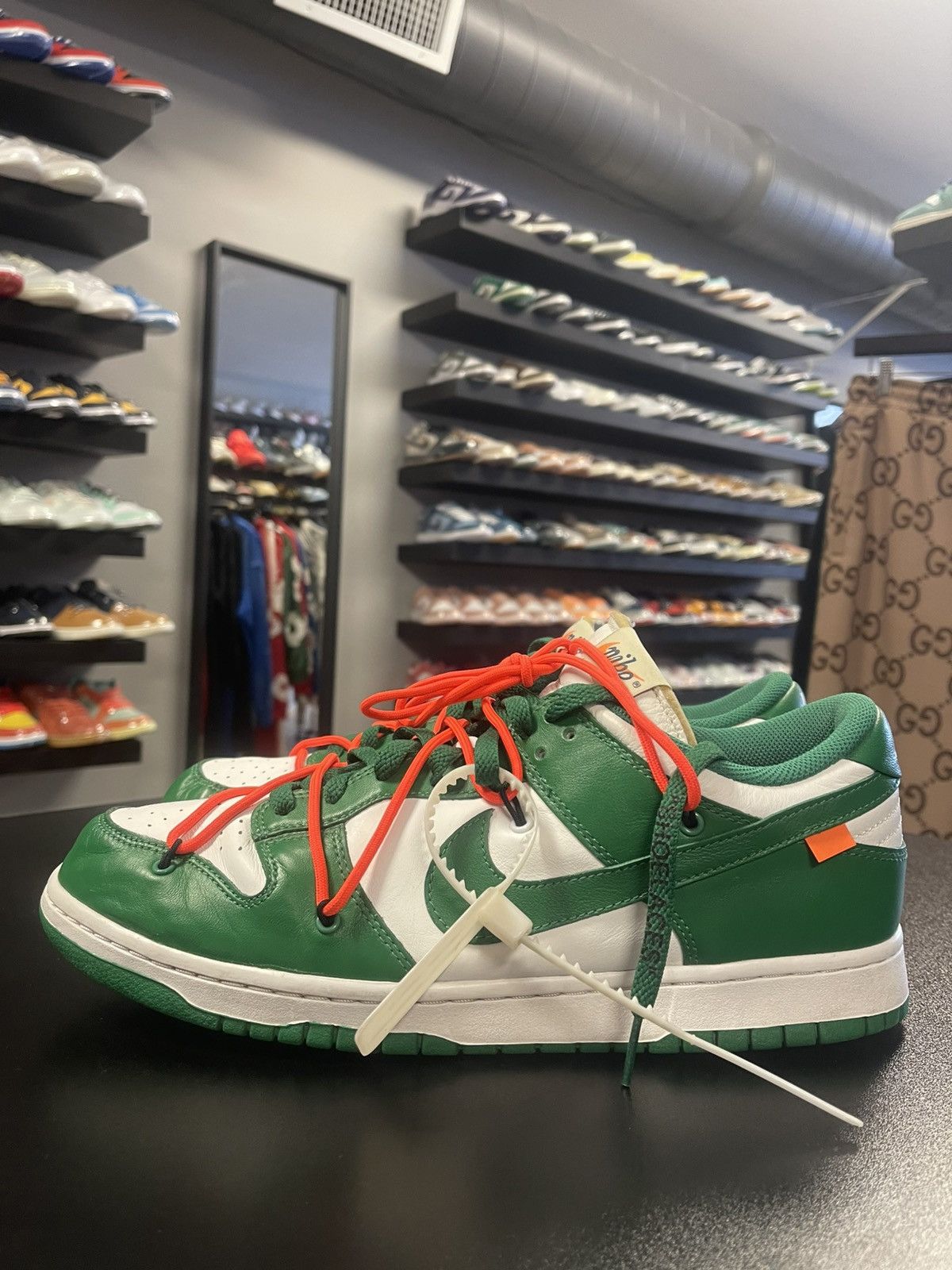 Off-White Size 12 - Off White x Nike Dunk Low Pine Green CT0856-100 Size US 12 / EU 45 - 1 Thumbnail