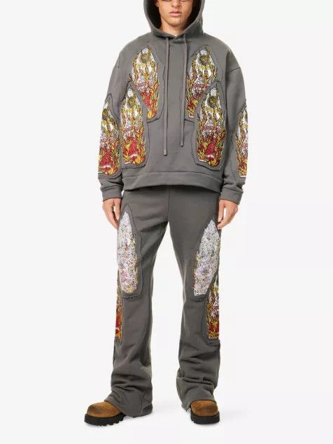 Who Decides War o1h1sh10525 Flame Glass Embroidered Pullover in Grey Size US XXL / EU 58 / 5 - 2 Thumbnail