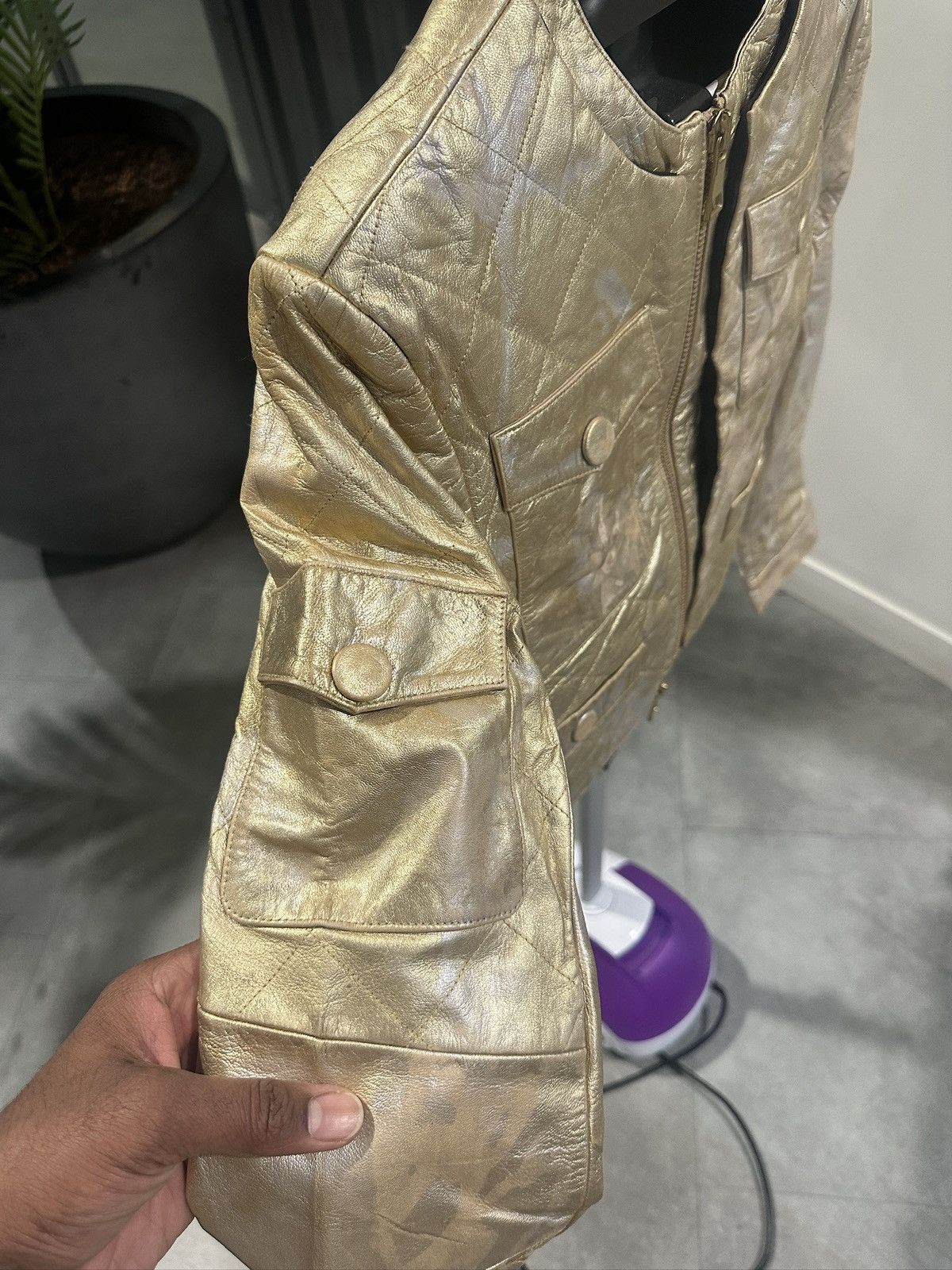 Moschino Moschino Vintage Metallic gold Leather Jacket. Size M / US 6-8 / IT 42-44 - 4 Thumbnail