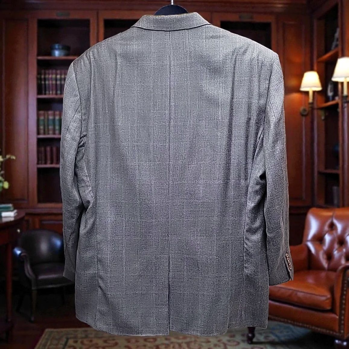 Ralph Lauren Lauren Ralph Lauren Blazer Mens 52L Gray Plaid Silk Wool Sports Jacket Size 52R - 2 Thumbnail
