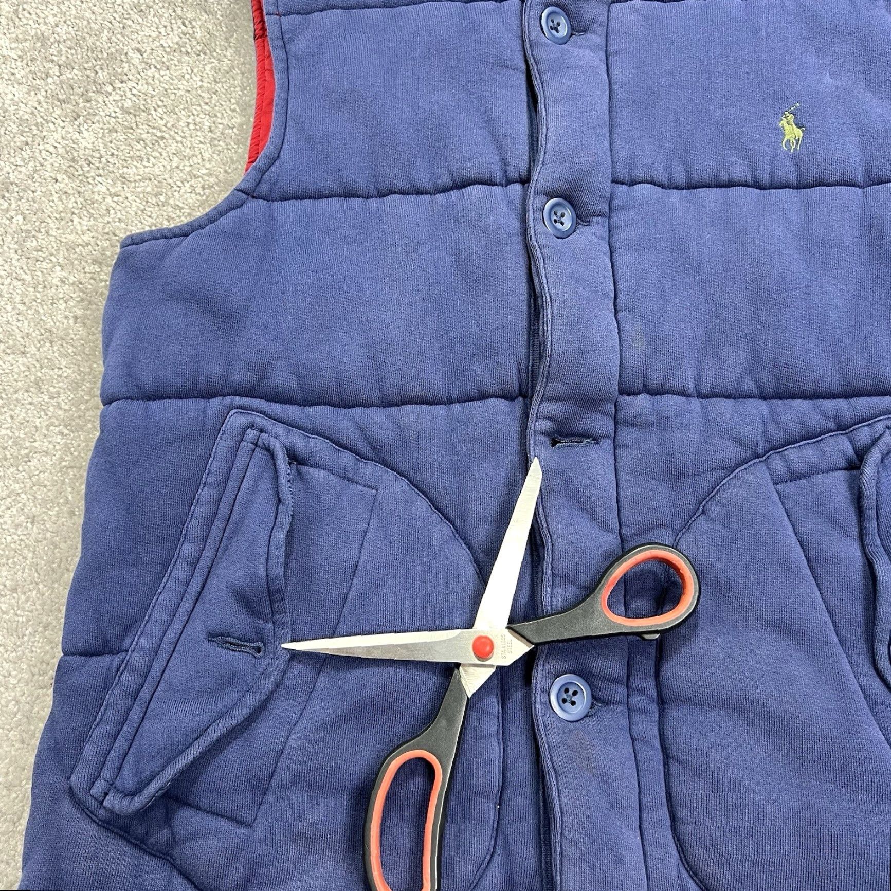 Ralph Lauren VINTAGE Polo Ralph Lauren Insulated Puffer Vest Mens Large Full Zip Navy Blue Flaw Button Size US L / EU 52-54 / 3 - 7 Thumbnail