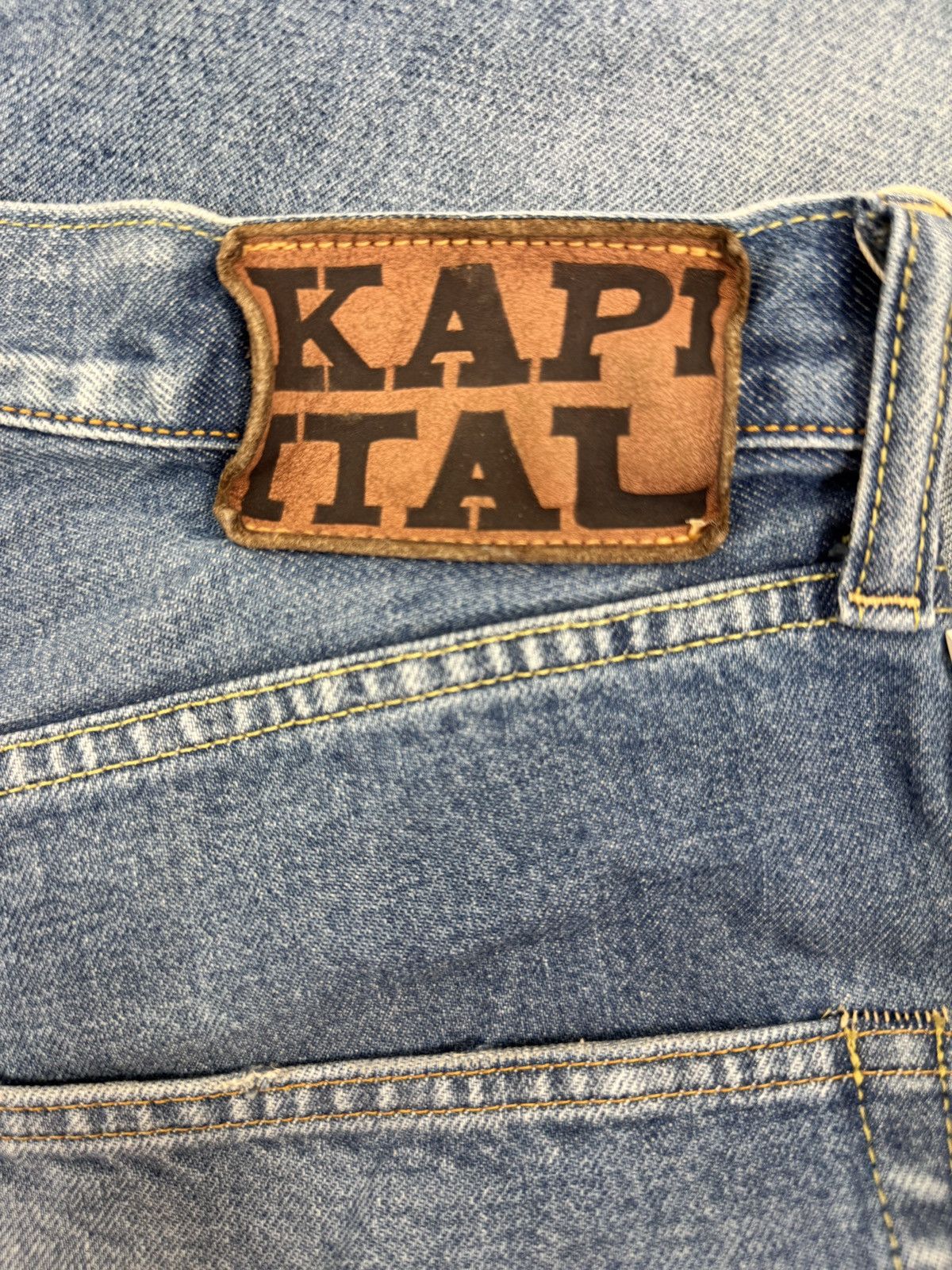 Kapital Bone X-ray embroidered 3 quarter denim shorts Size US 36 / EU 52 - 3 Thumbnail