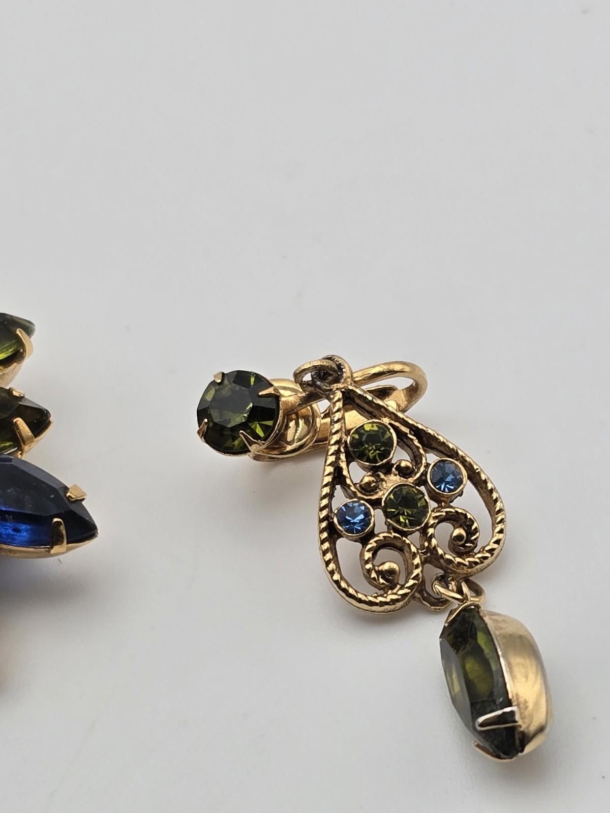 Other Vintage Filigree Brooch Earrings Blue & Green Stones Size ONE SIZE - 4 Thumbnail