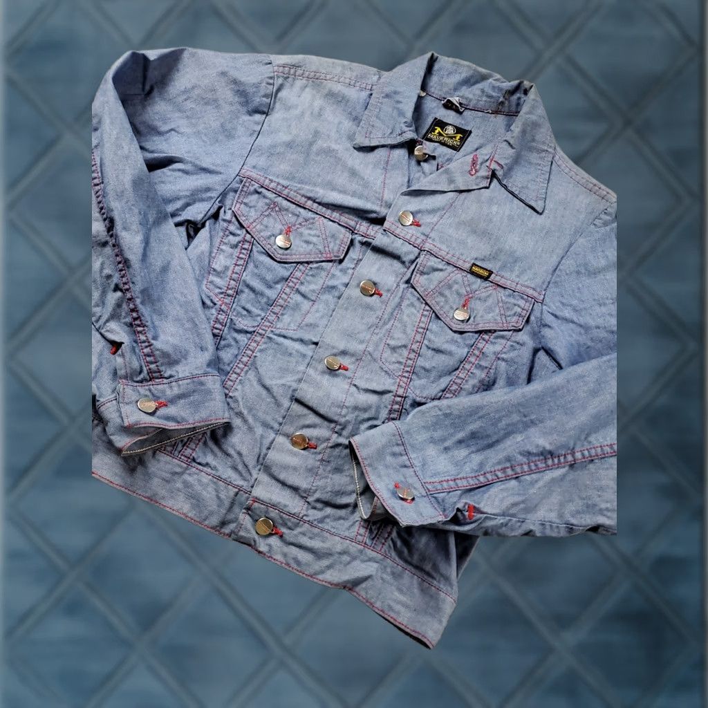 Vintage VINTAGE Blue Bell Trucker Jacket Shirt 70s Mens Chambray USA Made Size 38 Blue Bell Rockabilly 1970s Mens Size US XXS / EU 40 - 1 Thumbnail