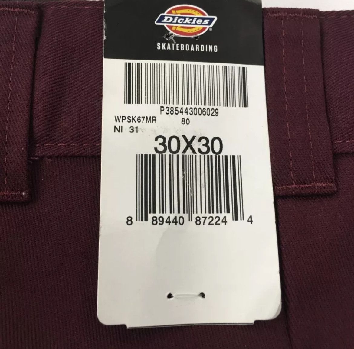 Dickies DICKIES 30x30 Classic Skateboarding Pants Regular Fit Maroon Size US 30 / EU 46 - 4 Thumbnail