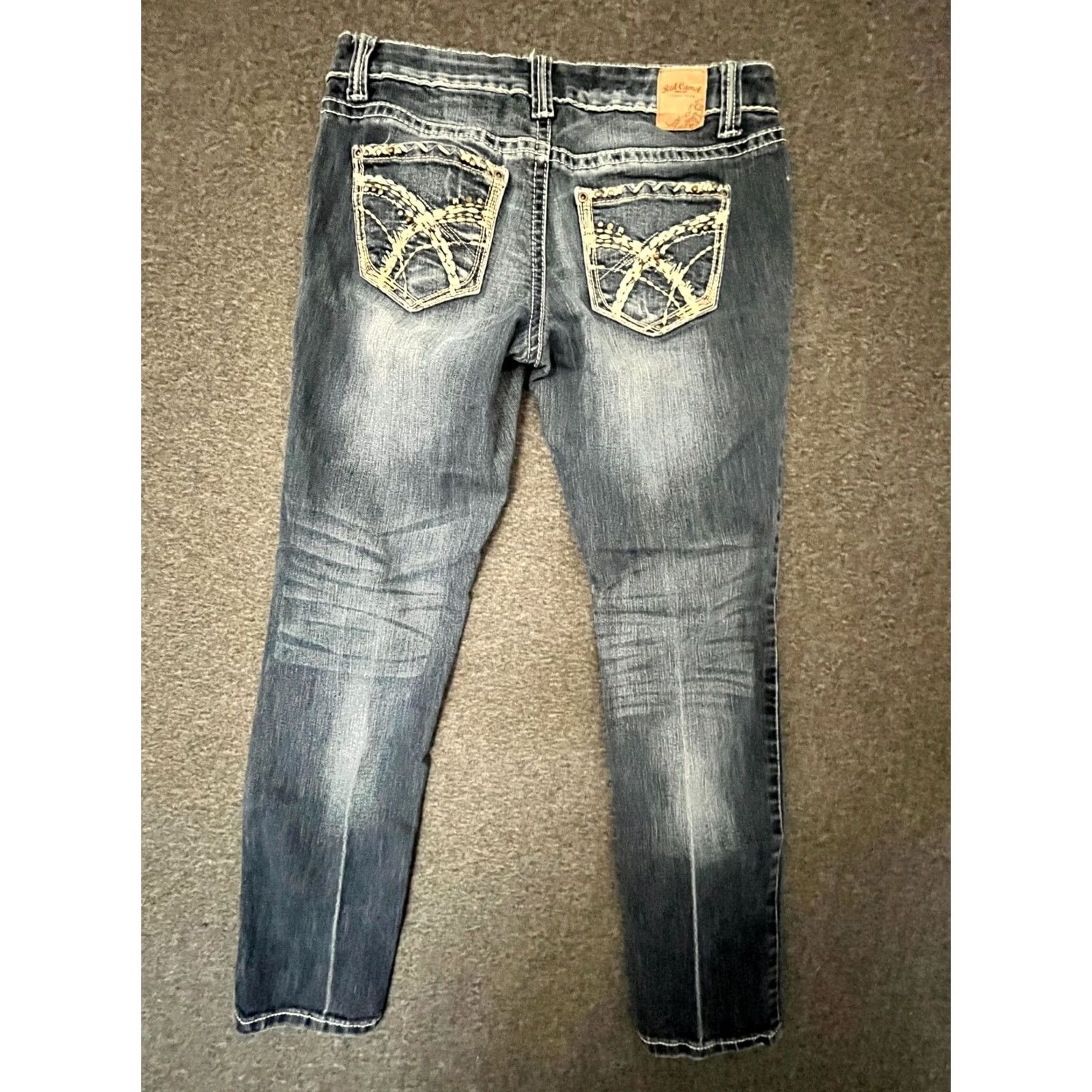 Camel Red Camel Jeans Womens Juniors Size 9 Distressed Low Rise Stretch Denim Black 5-Pocket Slim Shoes? Size 30" / US 8 / IT 44 - 2 Thumbnail