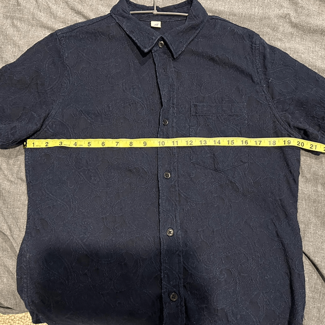 Pure Blue Japan Open Collar Jacquared Paisley S/S Shirt Size US L / EU 52-54 / 3 - 4 Thumbnail