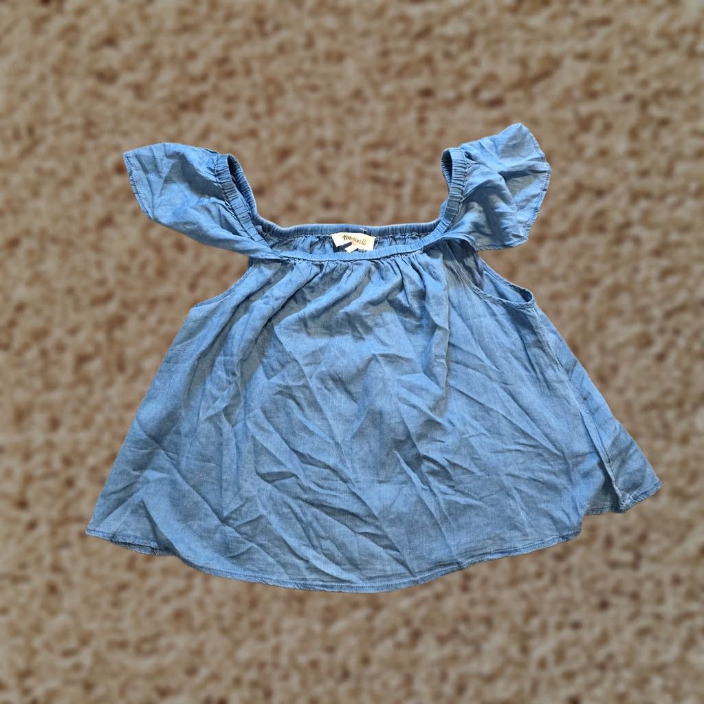 Madewell Madewell Top Women L Blue Chambray Lightweight Off Shoulder Casual Boho Shirt Blouse Beach Womens Size L / US 10 / IT 46 - 1 Thumbnail
