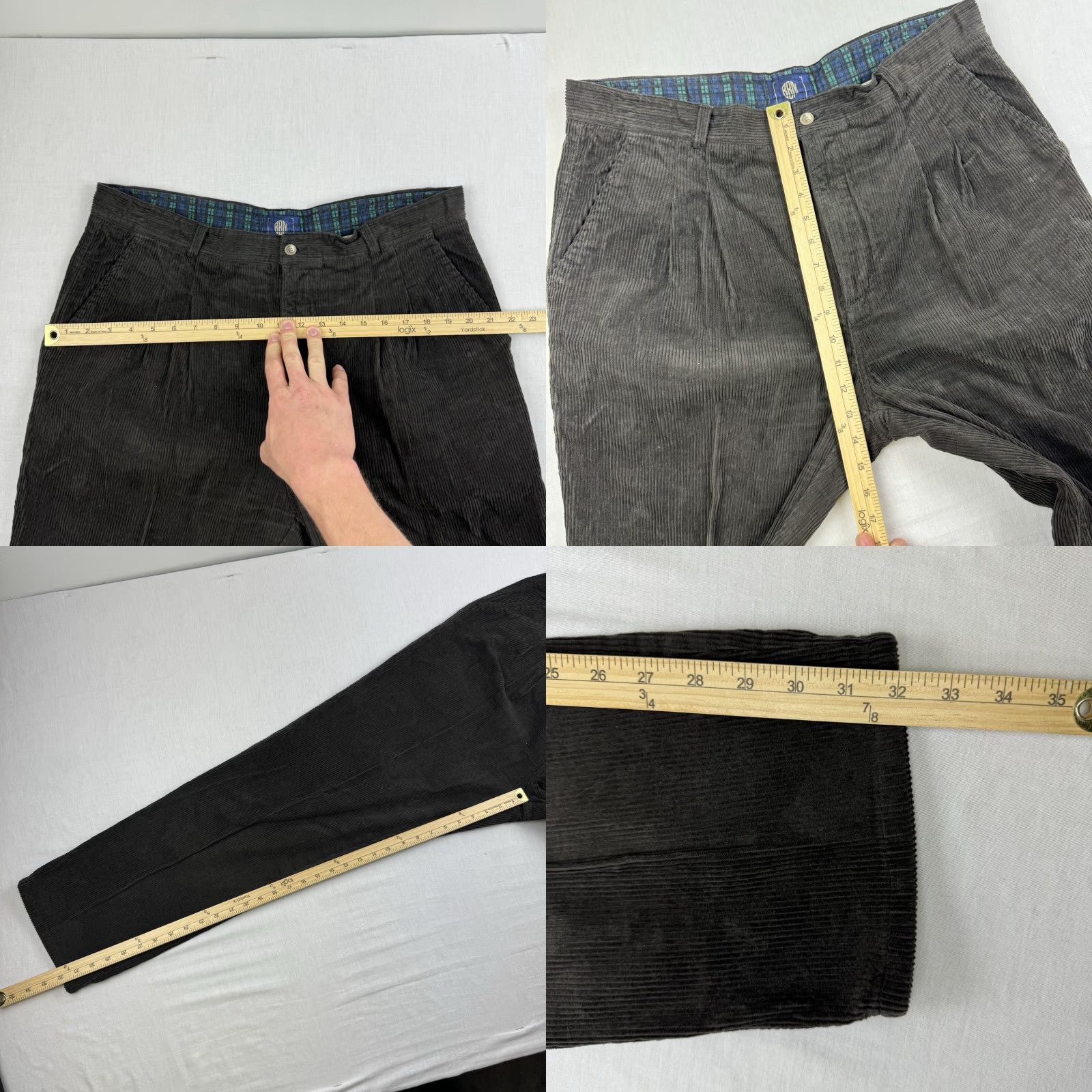 Bugle Boy VINTAGE Bugle Boy Pants Corduroy Relaxed Straight 38x32 Men Black 90s Y2K Hipster Chino / Vintage Mens Pants Size US 38 / EU 54 - 8 Thumbnail