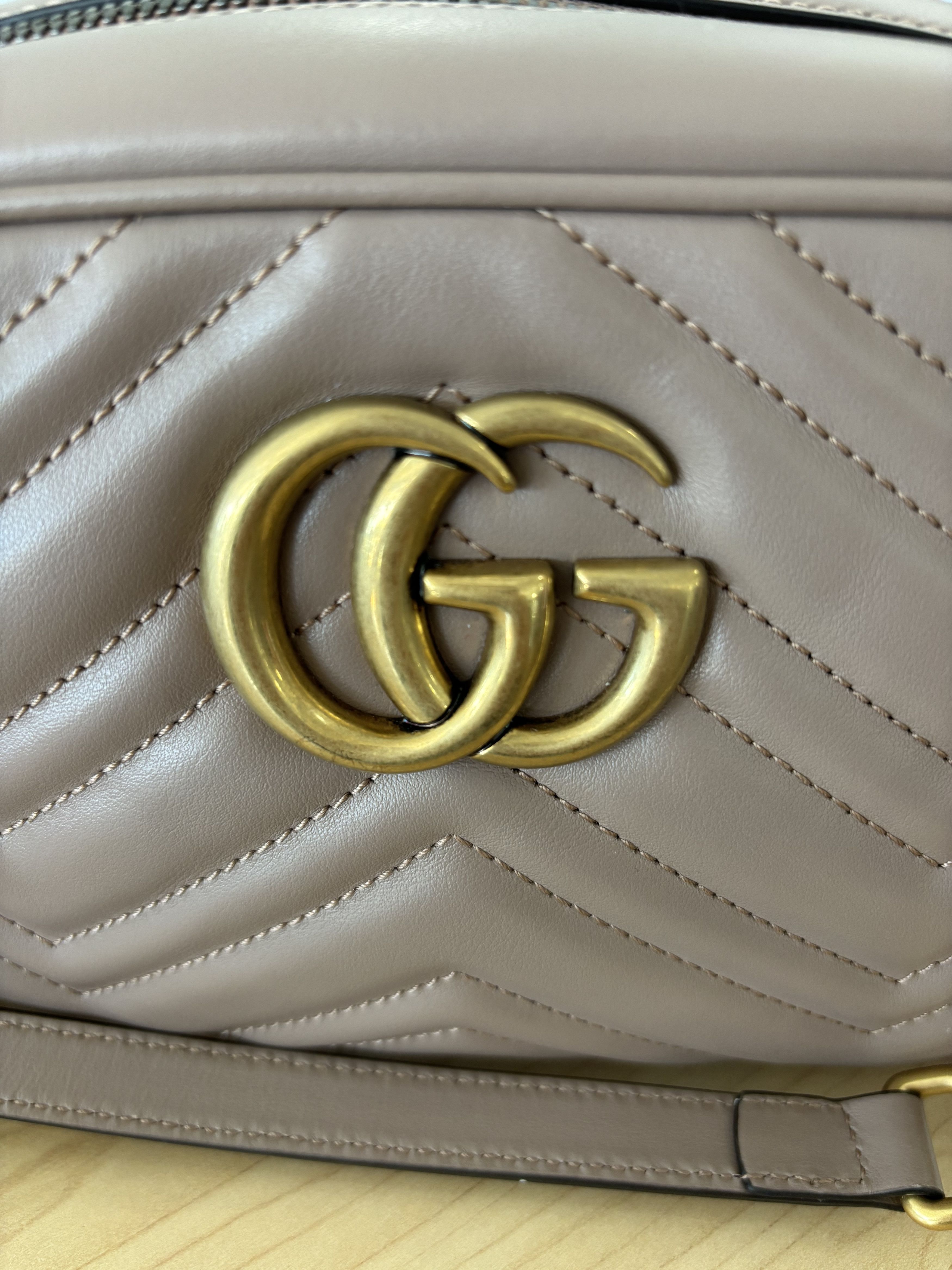 Gucci Gucci double G logo Marmont beige crossbody leather bag Size ONE SIZE - 3 Thumbnail