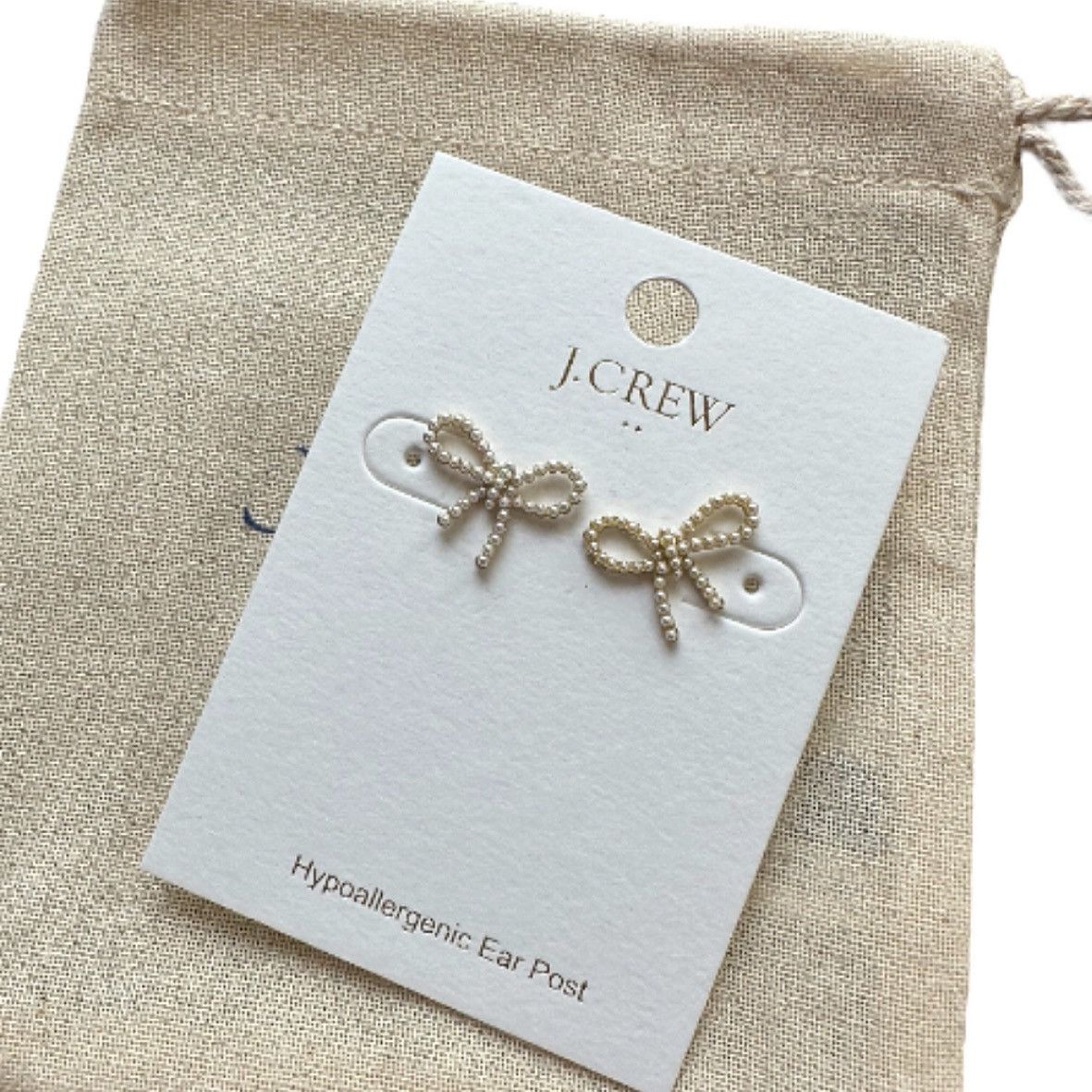 J.Crew J. Crew Beaded Bow Stud Earrings Nwt & Dust Bag Size ONE SIZE - 1 Thumbnail