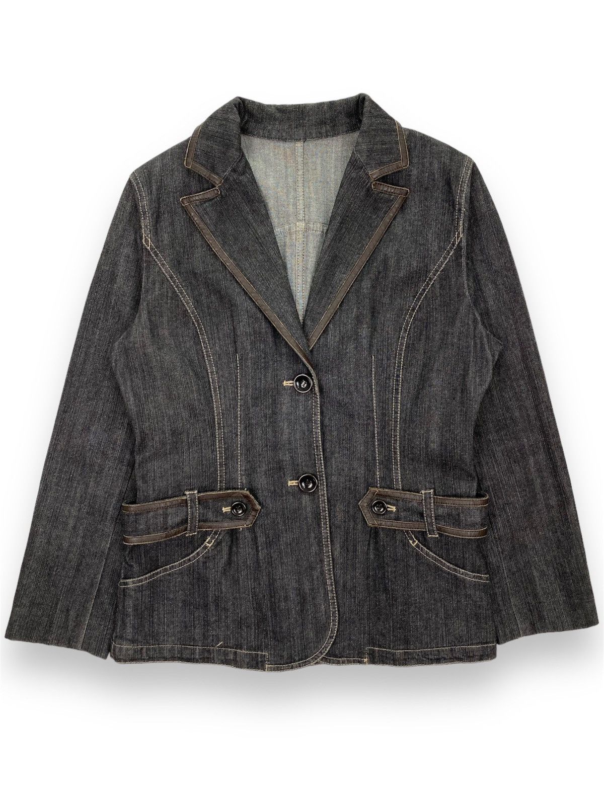 Japanese Brand Japanese Brand Leather Denim Jacket Size XS / US 0-2 / IT 36-38 - 1 Thumbnail