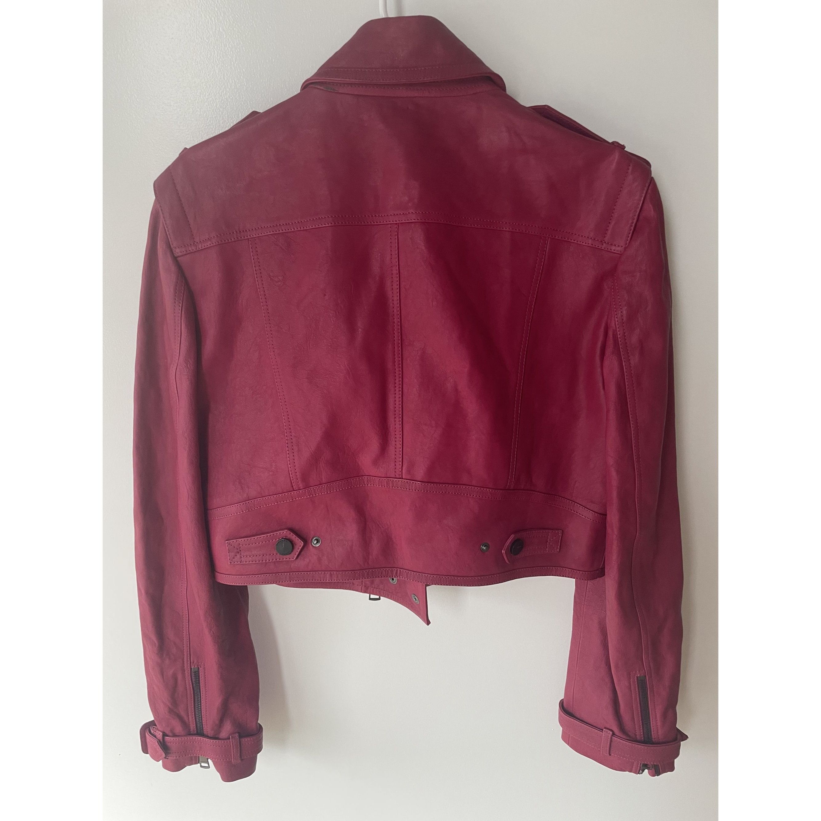 Burberry Burberry London Womens Cropped Pink Leather Double-Breasted Size M / US 6-8 / IT 42-44 - 2 Thumbnail
