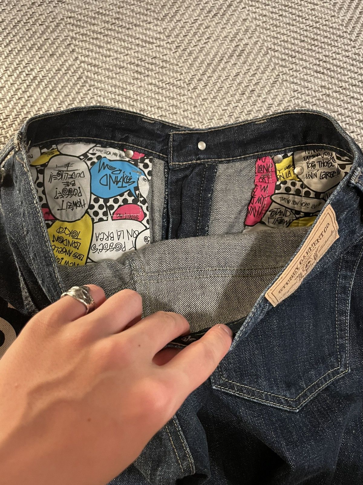 STUSSY DENIM WAHSED USED PANTS DOUBLE S