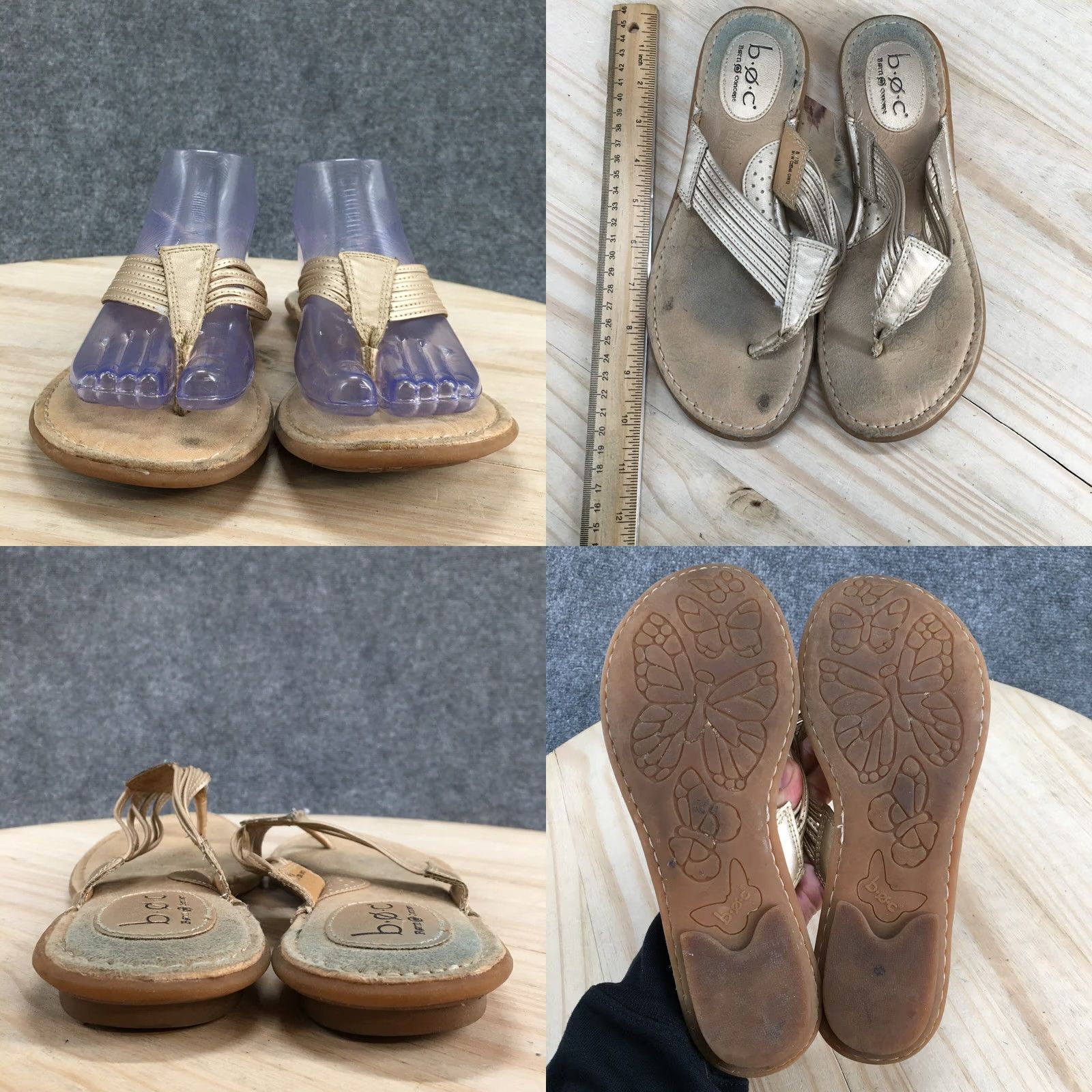 Born Born Concept Sandals Womens 8 Slip On Flat Thong C28346 Gold Faux Leather Size US 8 / IT 38 - 8 Thumbnail