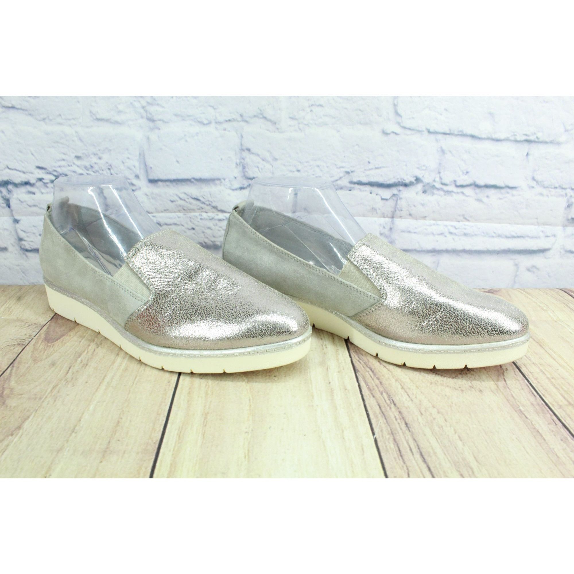 Other Tamaris Silver Leather Slip-On Loafers Women's Size 9.5 / 40 Size US 9.5 / IT 39.5 - 3 Thumbnail