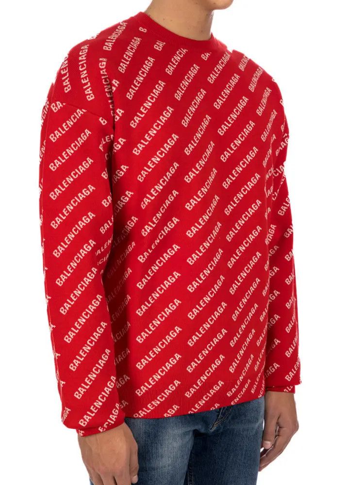 Balenciaga o1mt1gz0924 Mini Allover Logo Sweaters in Red Size US XL / EU 56 / 4 - 5 Thumbnail
