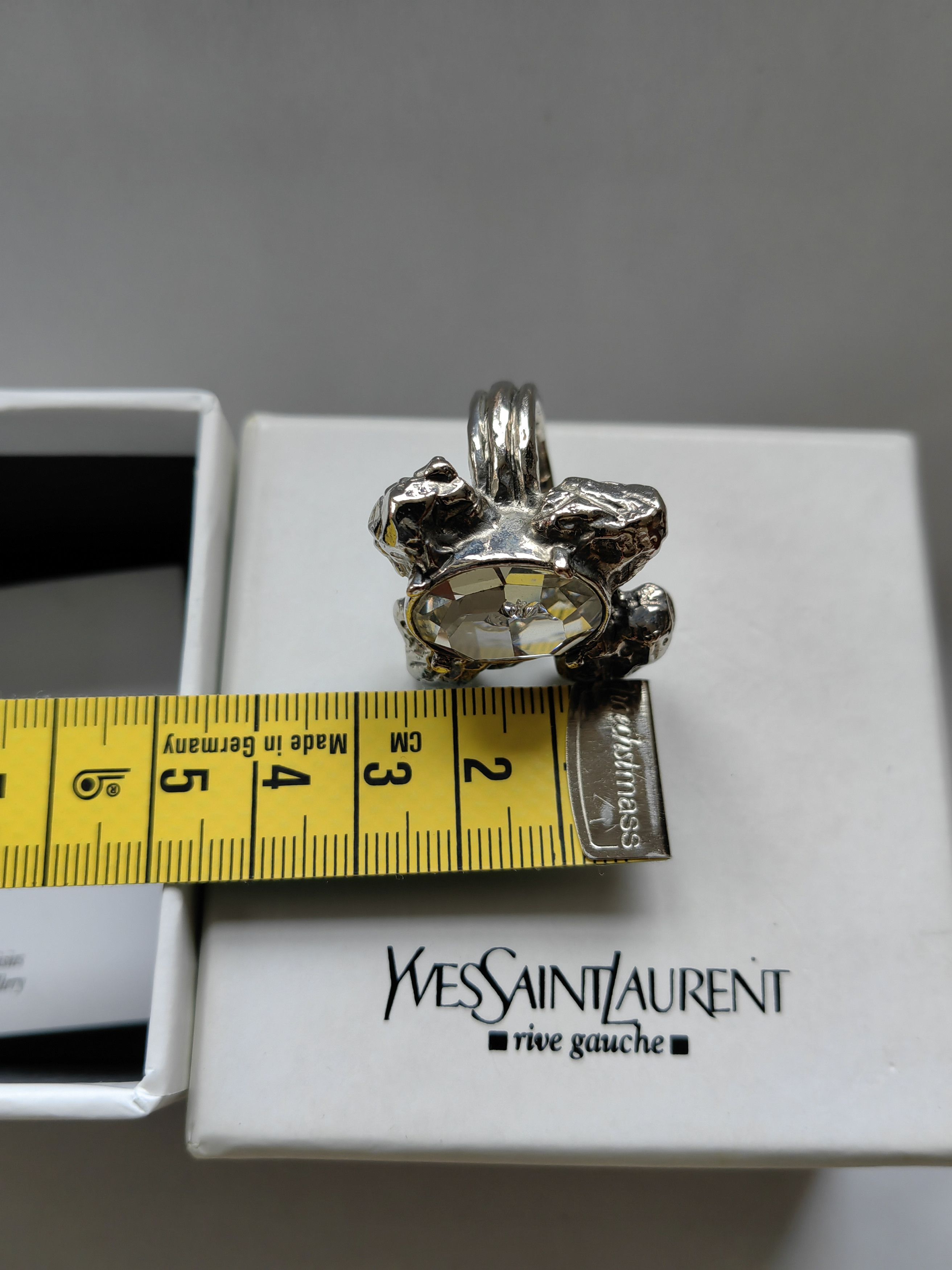 Yves Saint Laurent Authentic Saint Laurent Ring Crystal Stone Silver-tone Size ONE SIZE - 5 Thumbnail