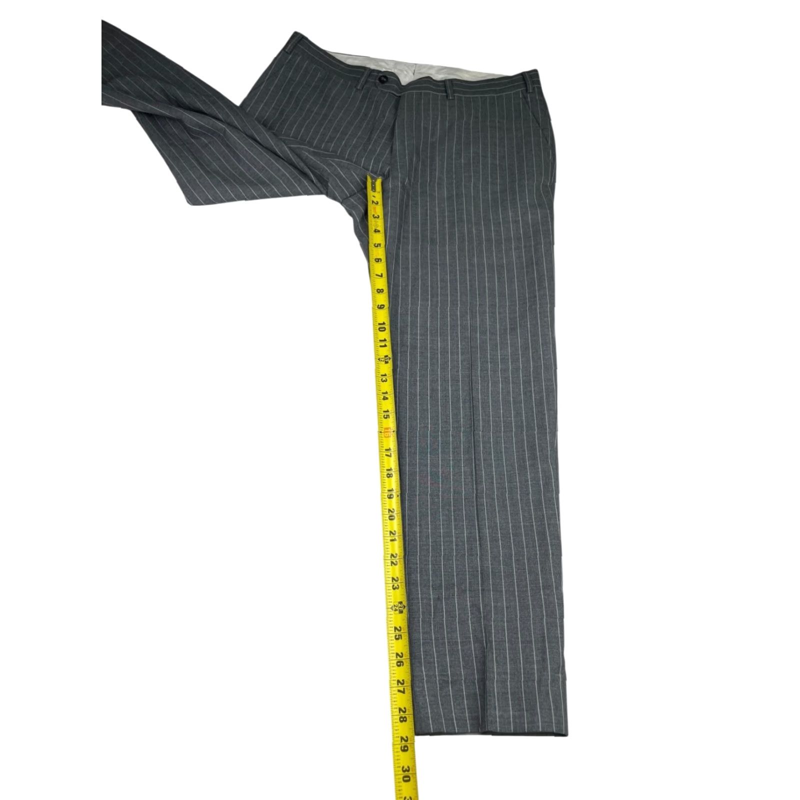 Suitsupply SuitSupply Men’s Brescia 100% Wool Flat Front Dress Pants Gray Stripe 36x30 Size 36R - 6 Thumbnail