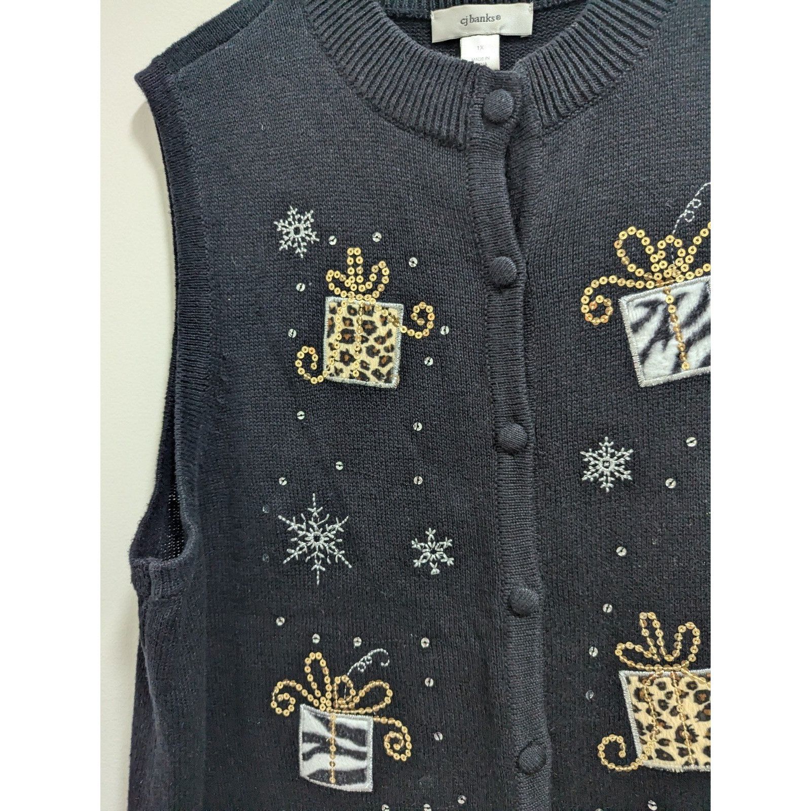 Other CHRISTOPHER & BANKS Ugly Sweater Vest Sz 1X Christmas Animal Size XL / US 12-14 / IT 48-50 - 8 Thumbnail