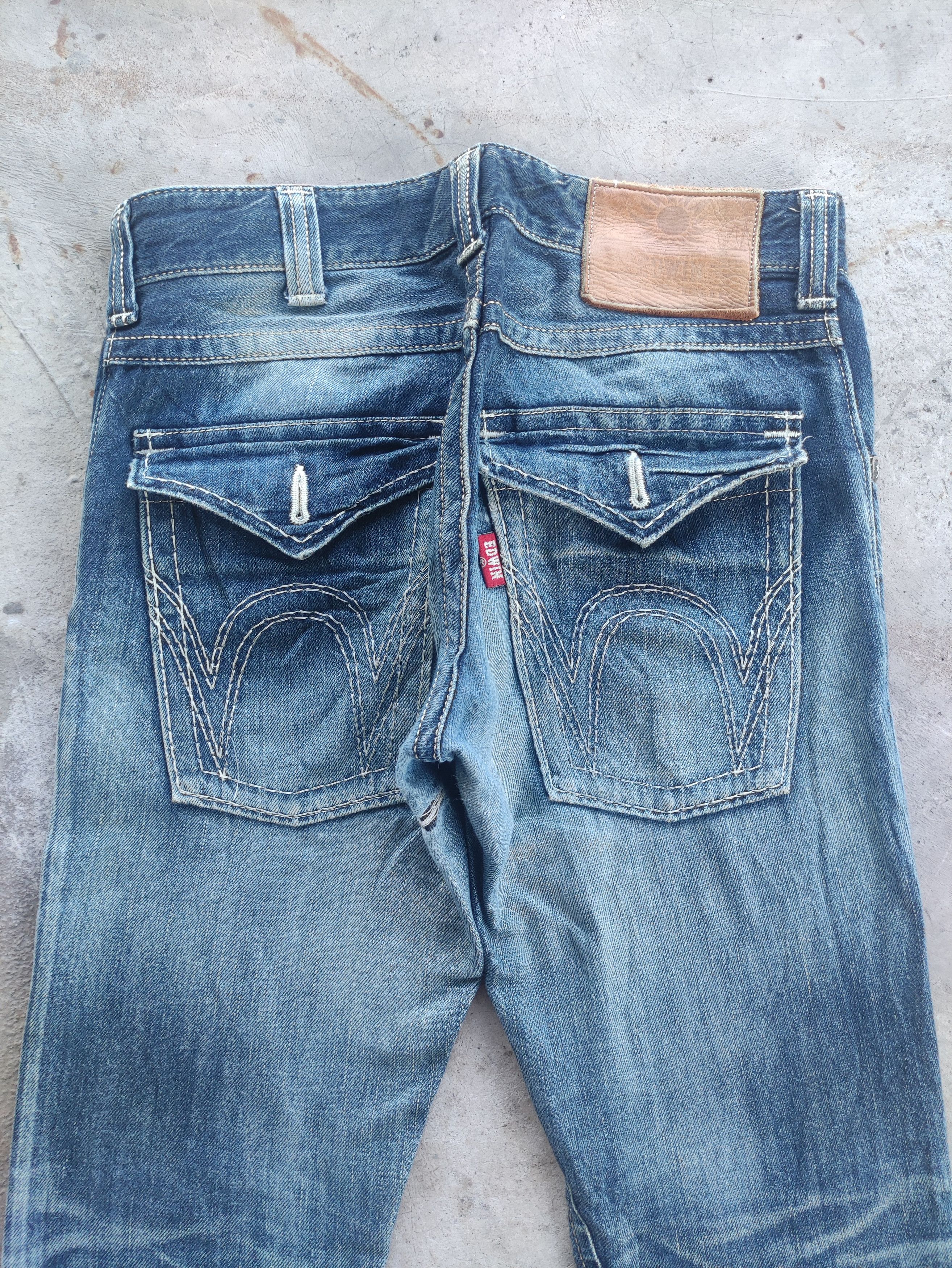 Vintage Edwin Japan Flare Distressed Faded Denim