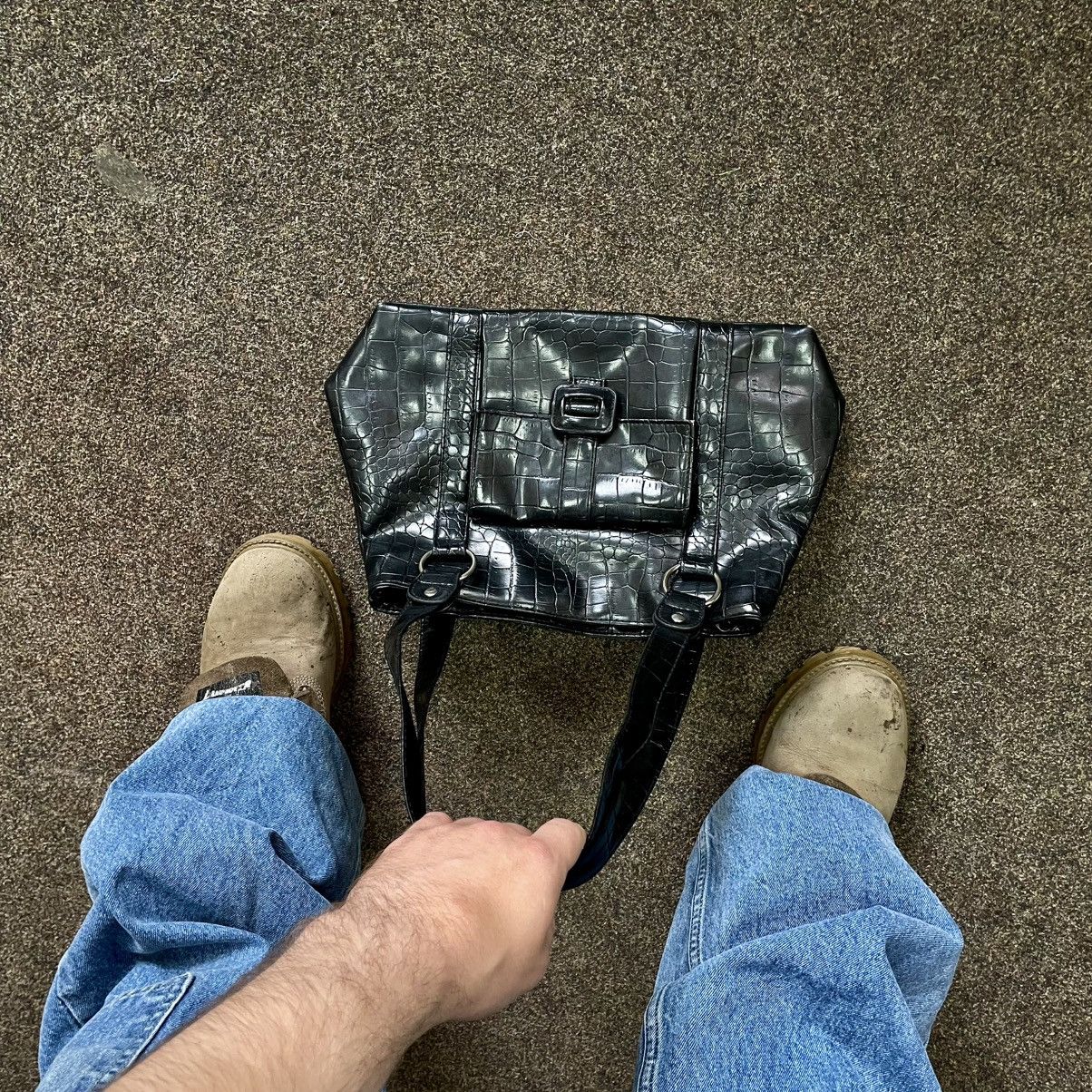 Japanese Brand × Vintage RARE Glossy Black Croc Y2K Bag – Rare Indie Sleaze Purse 90s Size ONE SIZE - 1 Thumbnail