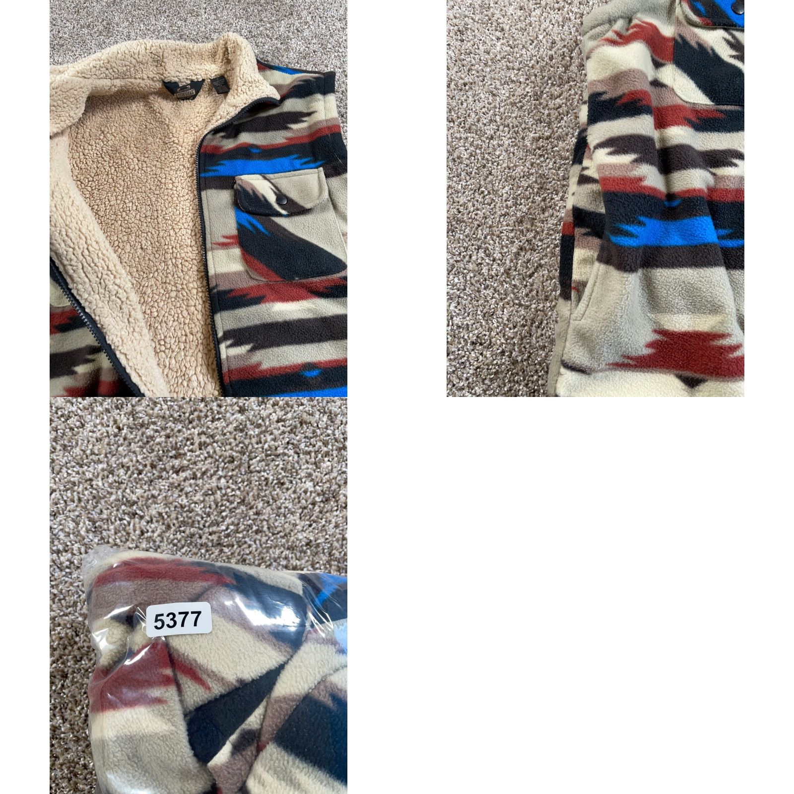 Vintage Sherpa Lined Southwestern Pattern Fleece Zip Up Vest Adult Large Beige Geometric Size US XL / EU 56 / 4 - 8 Thumbnail