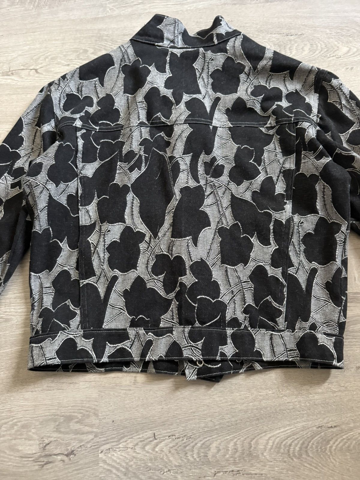 Handmade Denim Jacket Floral Jaquard Pattern Size US M / EU 48-50 / 2 - 8 Thumbnail