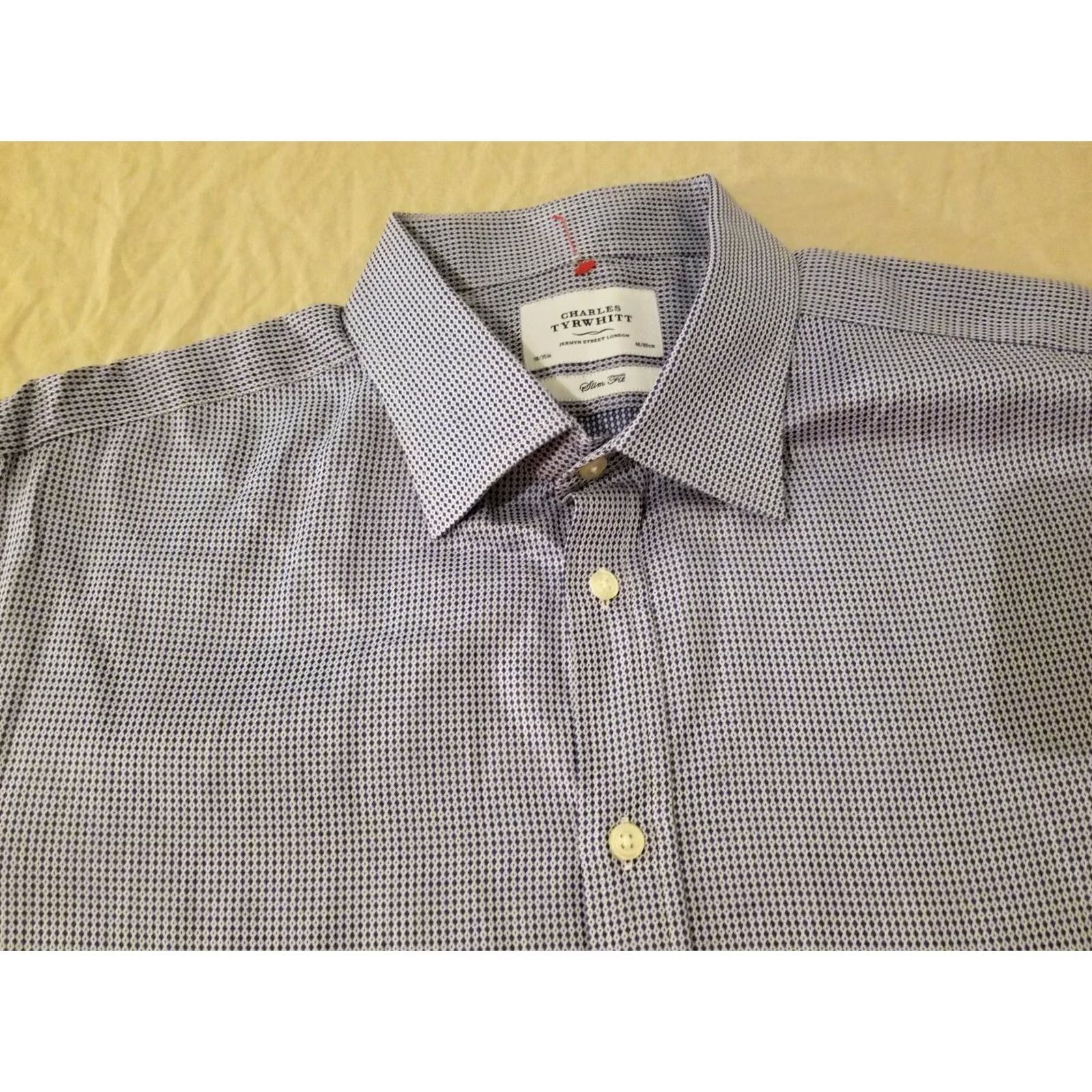 Charles Tyrwhitt VINTAGE Charles Tyrwhitt Dress Shirt Blue Stripe 18 35 Cotton Button Long Sleeve Mens Shirt Size 48R - 2 Thumbnail