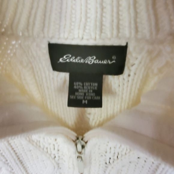 Eddie Bauer Eddie Bauer Heavy Knitted Cream/Winter White LS Zippered Sz Size M / US 6-8 / IT 42-44 - 4 Thumbnail