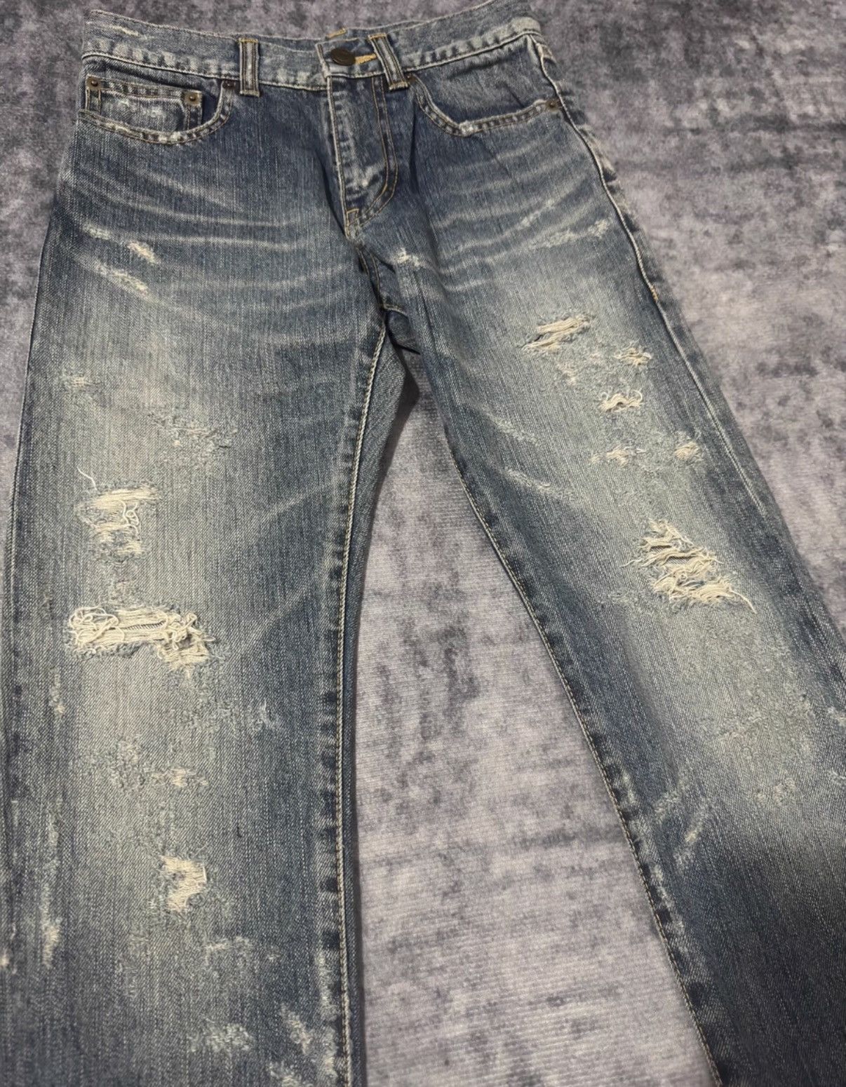 Saint Laurent Paris Saint Laurent Runway "Claw Mark" Distressed Destroyed Jeans Size US 26 / EU 42 - 3 Thumbnail