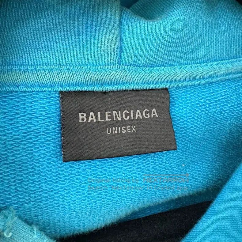 Balenciaga Balenciaga Blue Manchester Mud Dyed Destroyed Zip Hoodie Size US XXL / EU 58 / 5 - 3 Thumbnail