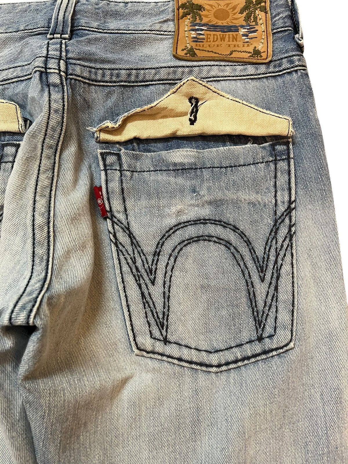 Edwin Vintage Edwin Blue Trip Flare Faded Distressed Denim Size US 35 - 9 Thumbnail