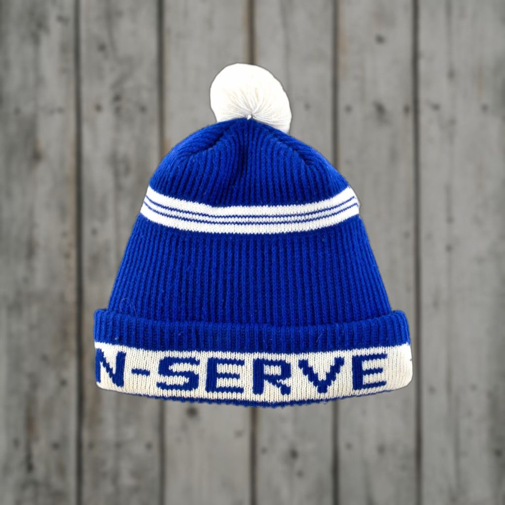 Vintage N-Serve Pom Pom Beanie Size Regular Ragstock Vintage Used Knit Hat Mens Womens Boys Girls Size ONE SIZE - 1 Thumbnail