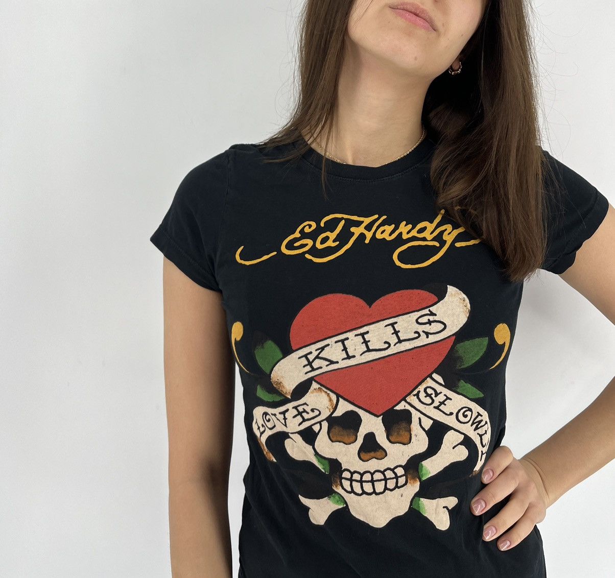 Christian Audigier Vintage Y2K Christian Audigier Women’s Rhinestones T-Shirt Size M / US 6-8 / IT 42-44 - 4 Thumbnail