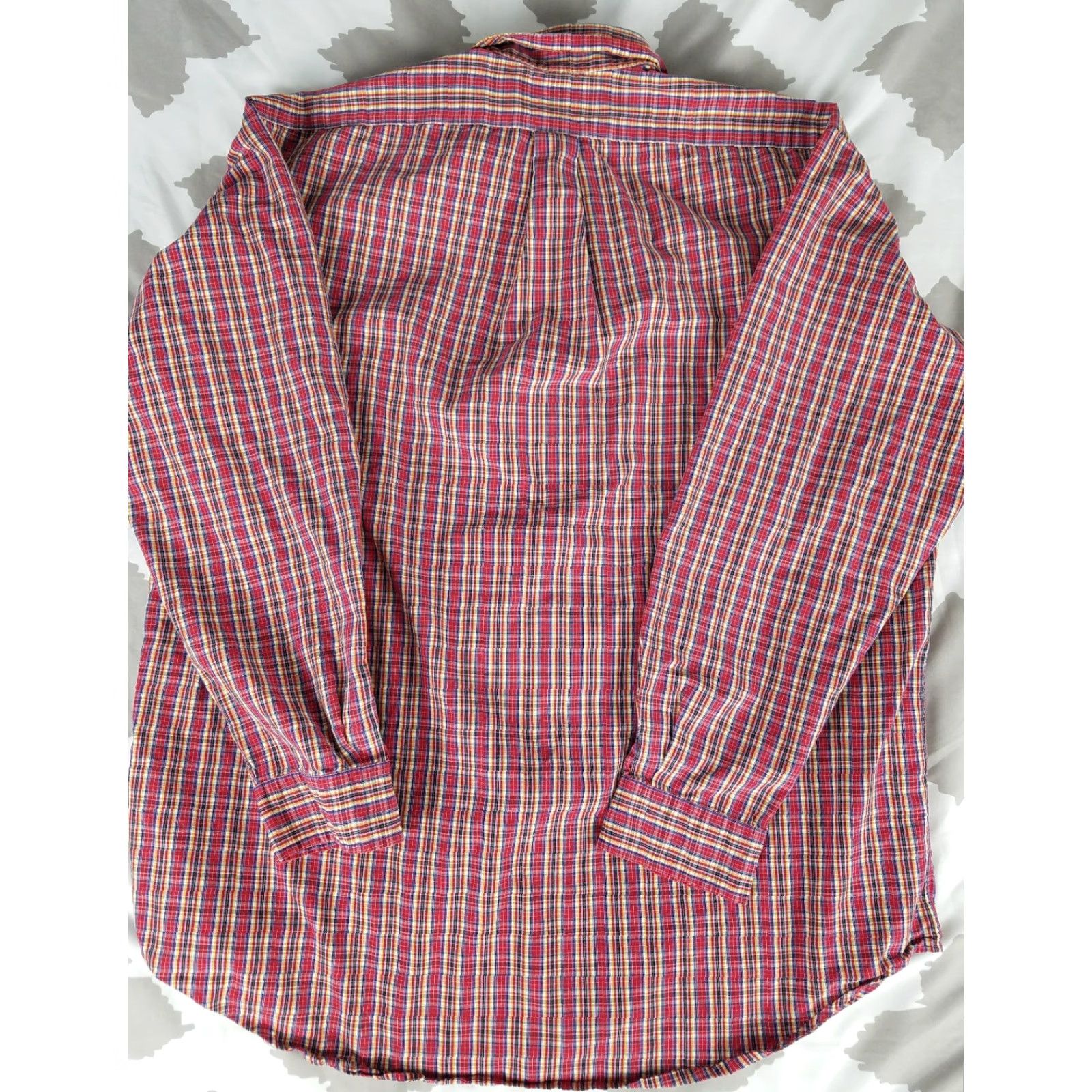 Polo Ralph Lauren Ralph Lauren Polo Blake Dress Shirt Mens L Button-Up Plaid Red Blue Orange Long Sleeve Size 42R - 4 Thumbnail