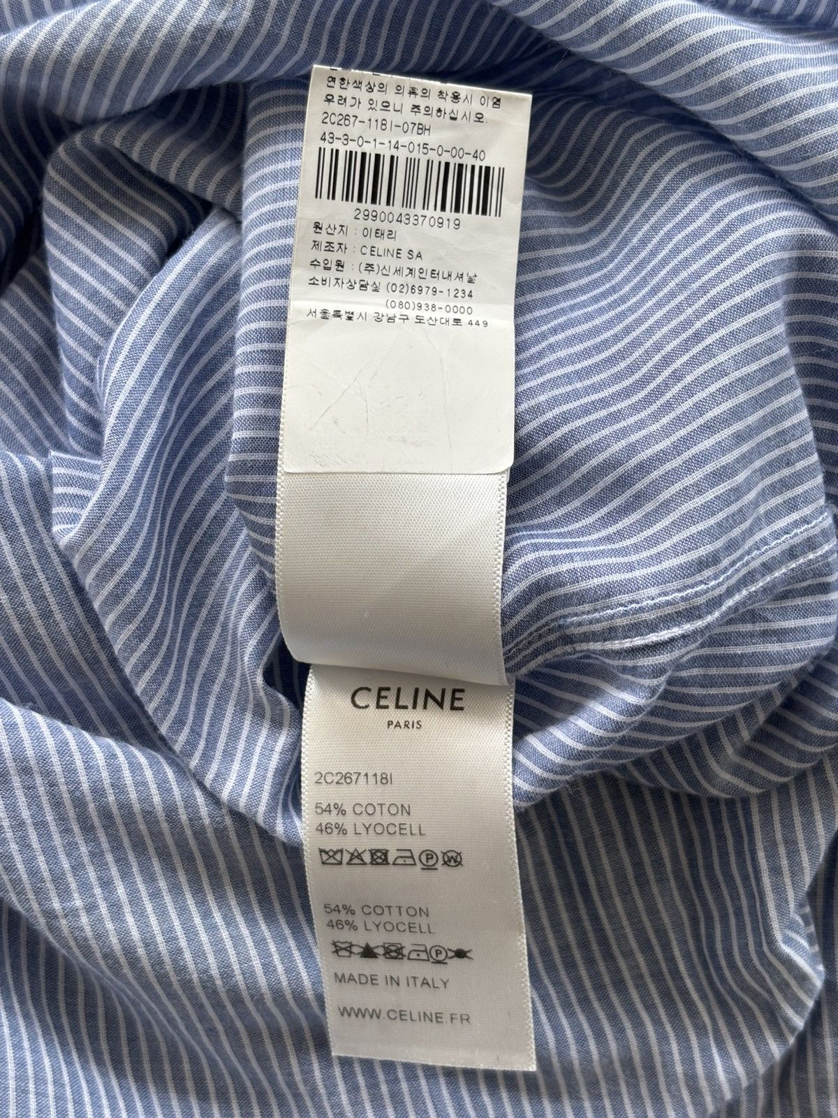Celine Hedi Slimane era Band Stripe Shirt Size US S / EU 44-46 / 1 - 7 Thumbnail