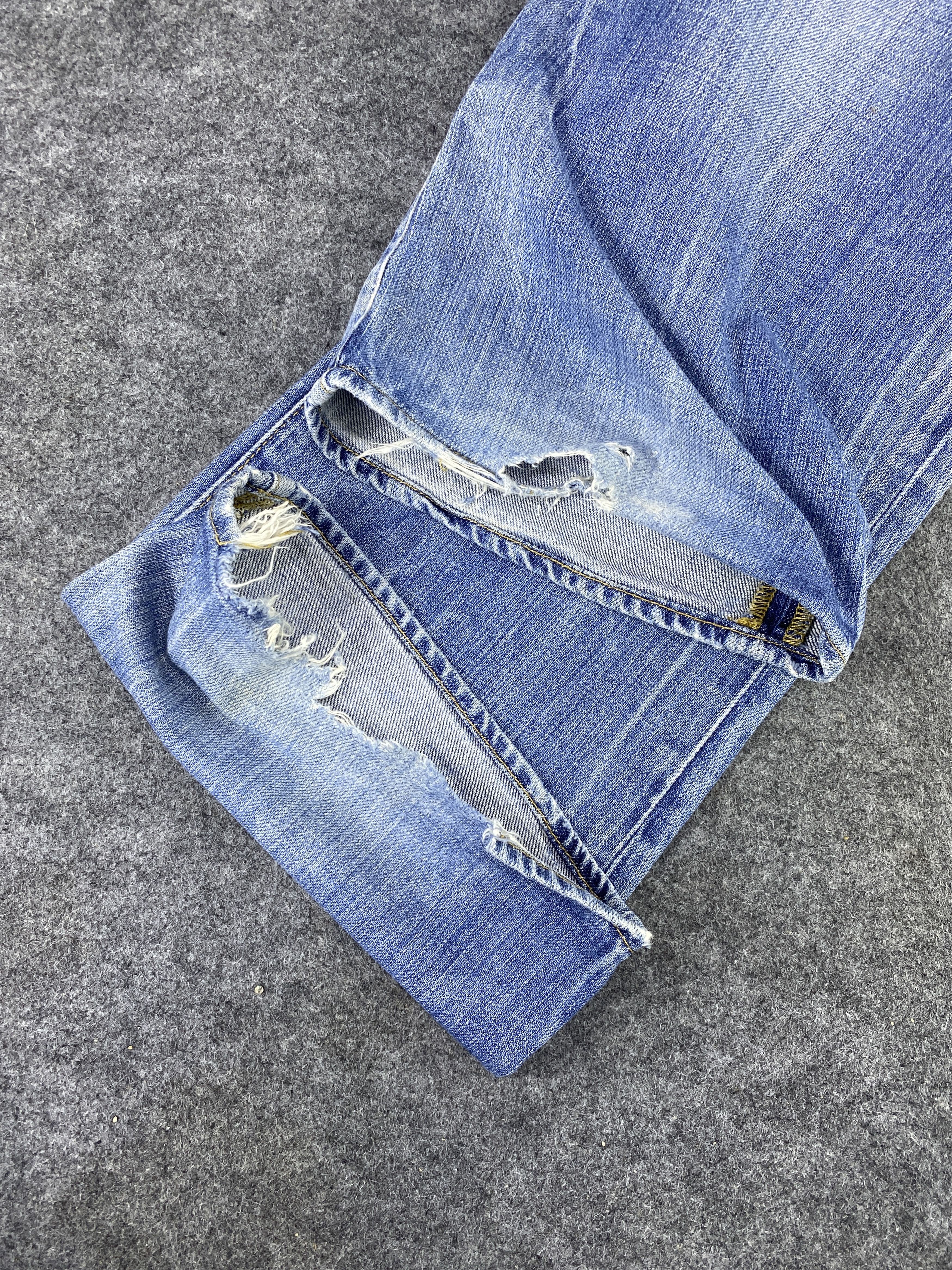 Jean & Distressed Blue Wash Flare Denim - J974 Size US 32 / EU 48 - 12 Thumbnail