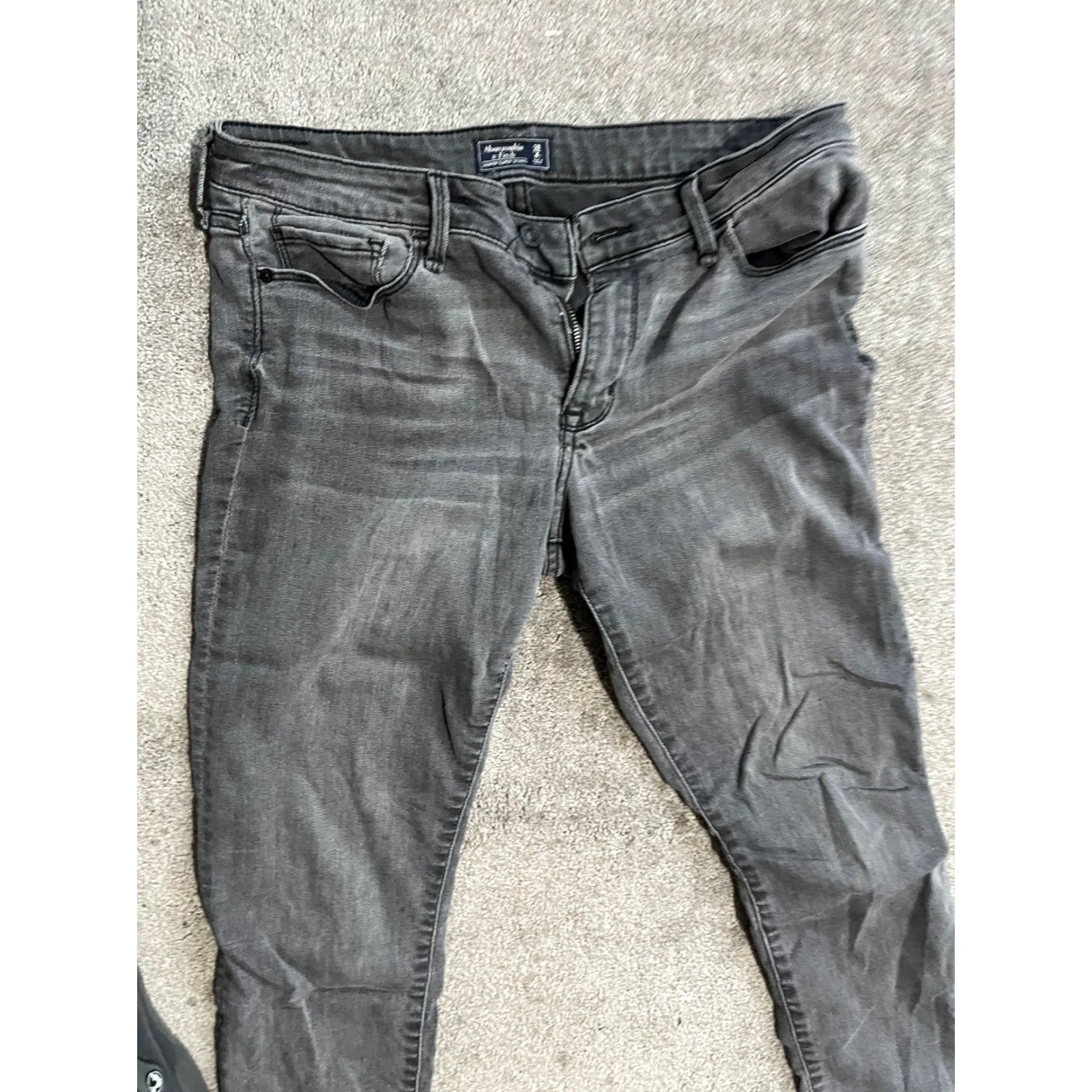 Abercrombie & Fitch Abercrombie & Fitch Womens Jeans Black 28 Inseam 28 Skinny Super Harper Dark Denim Cotton Pockets Button 6 Regular Size 28x28 A&F Size 28" / US 6 / IT 42 - 2 Thumbnail